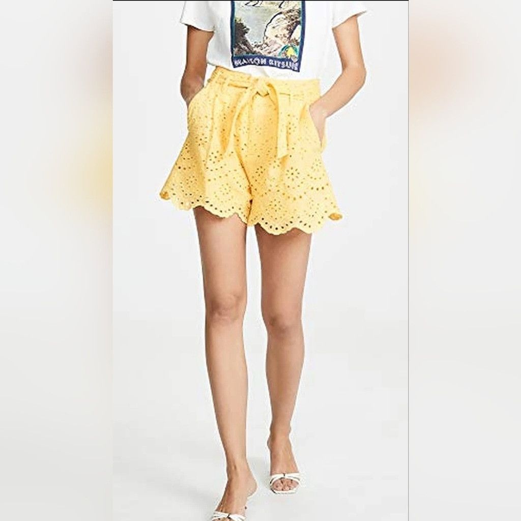 7 For All Mankind 7 For All Mankind Women's Tie Waist Eyelet Shorts Size 34" / US 12 / IT 48 - 5 Thumbnail