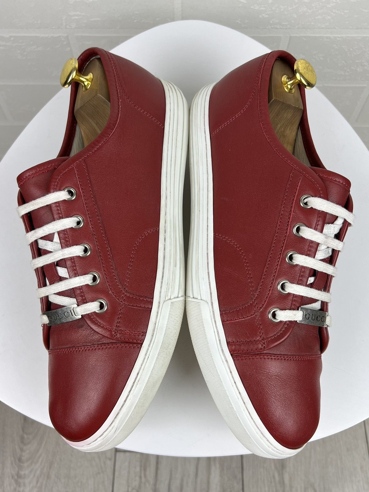 Gucci GUCCI Sneakers Low Top Leather GG Miro Soft Metal Logo Red Size US 8.5 / EU 41-42 - 10 Thumbnail