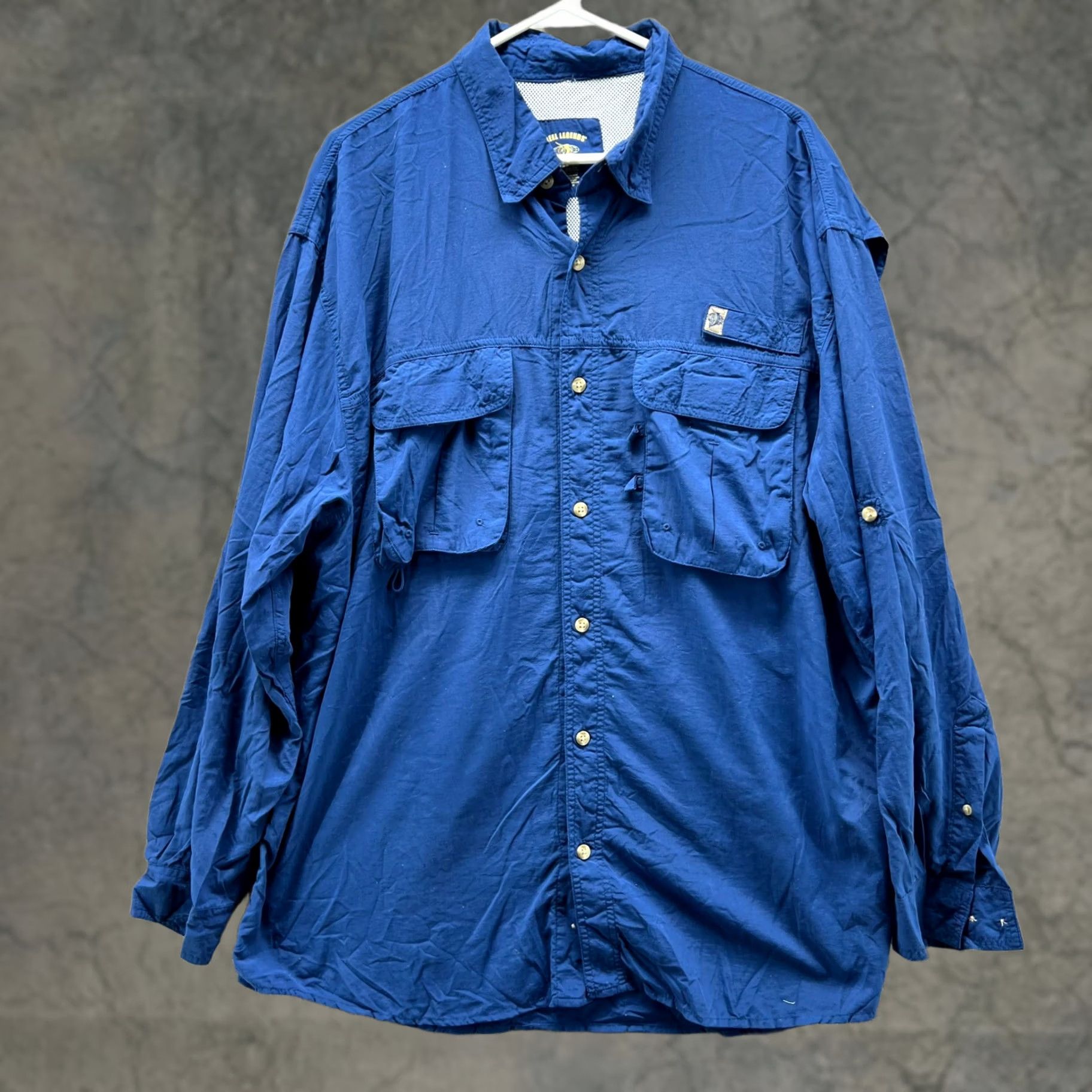 Vintage VINTAGE Reel Legends Shirt Men XL Blue Button Down Vented Nylon Fishing Outdoors Utility Size US XL / EU 56 / 4 - 1 Thumbnail