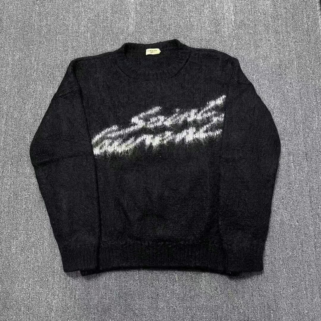 Saint Laurent Paris Letter Jacquard Crew Neck Pullover Long Sleeve Sweater Size US XL / EU 56 / 4 - 1 Thumbnail