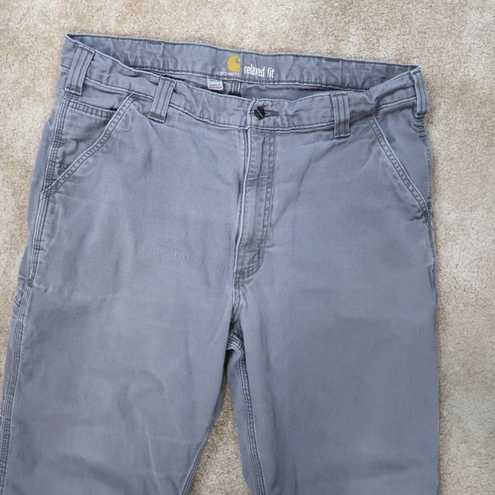 Carhartt VINTAGE Carhartt Relaxed Fit Pants Mens 38x34 Gray Distressed Workwear Straight Leg Size US 38 / EU 54 - 2 Thumbnail