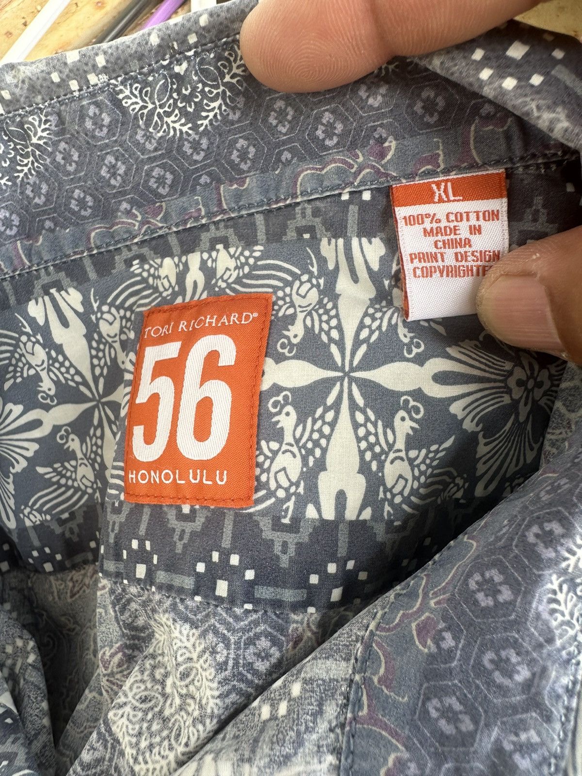 Tori Richard Tori Richard 56 Hawaiian Print Blue Full Button Men's XL Size US XL / EU 56 / 4 - 4 Thumbnail