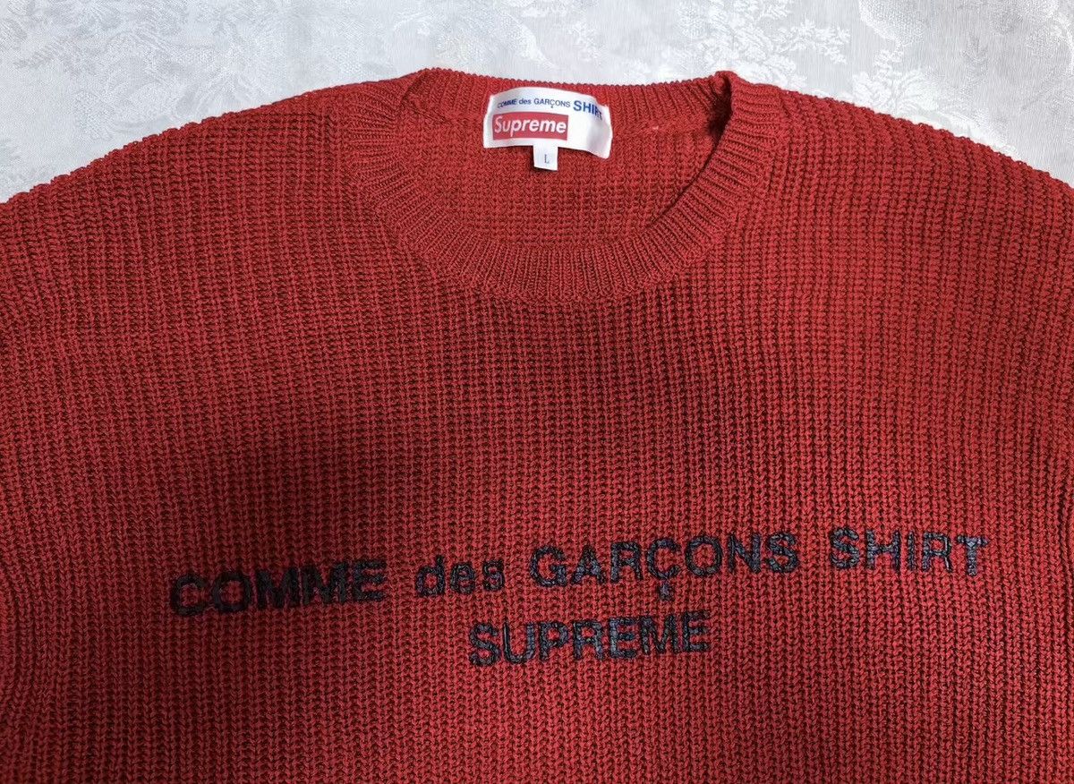 Comme des Garcons Supreme cdg red sweater pullover Size US L / EU 52-54 / 3 - 3 Thumbnail