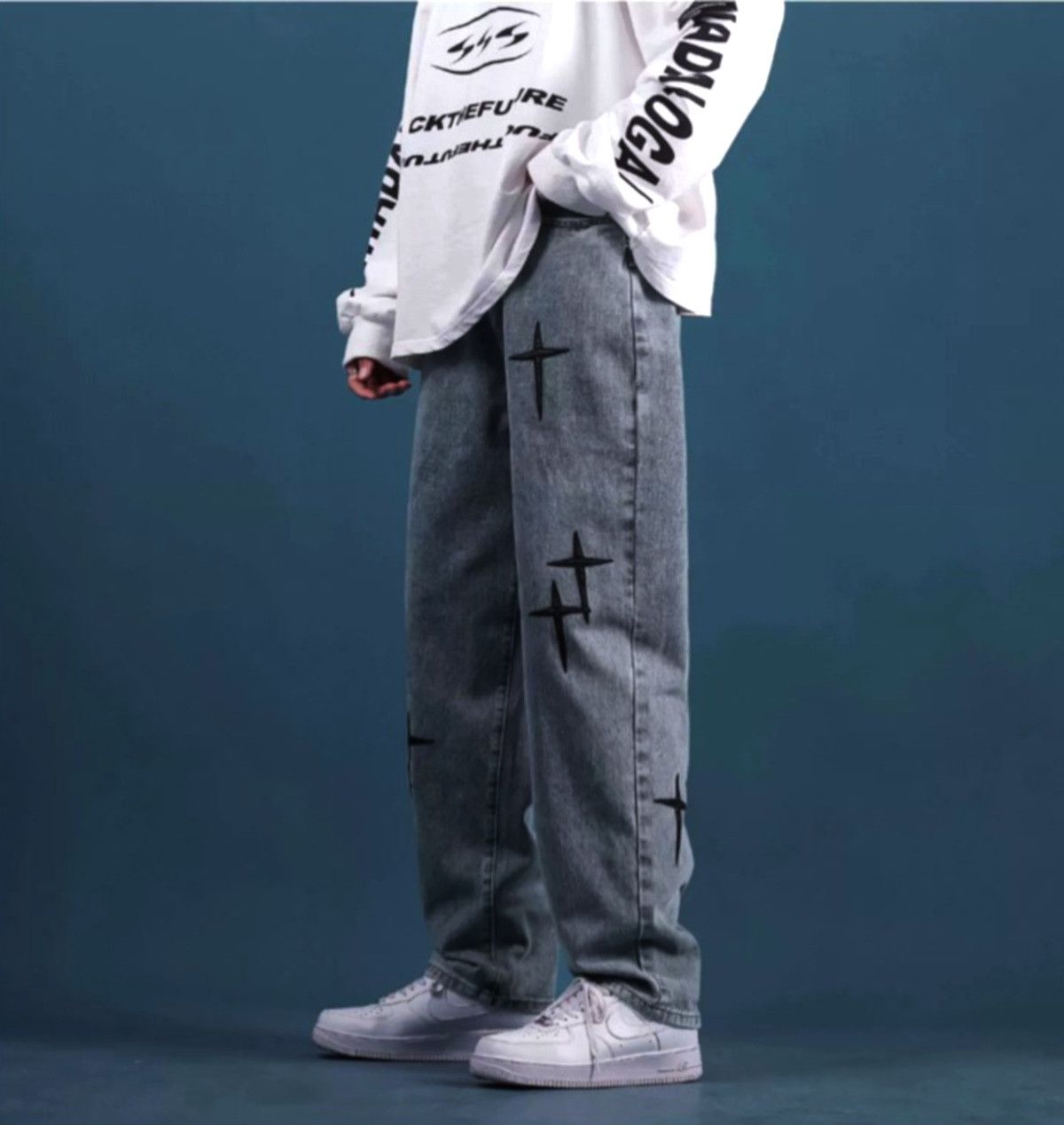 Designer × Japanese Brand × Vintage Vintage Punk Stars Washed Pants Hippie Rave Size US 30 / EU 46 - 4 Thumbnail