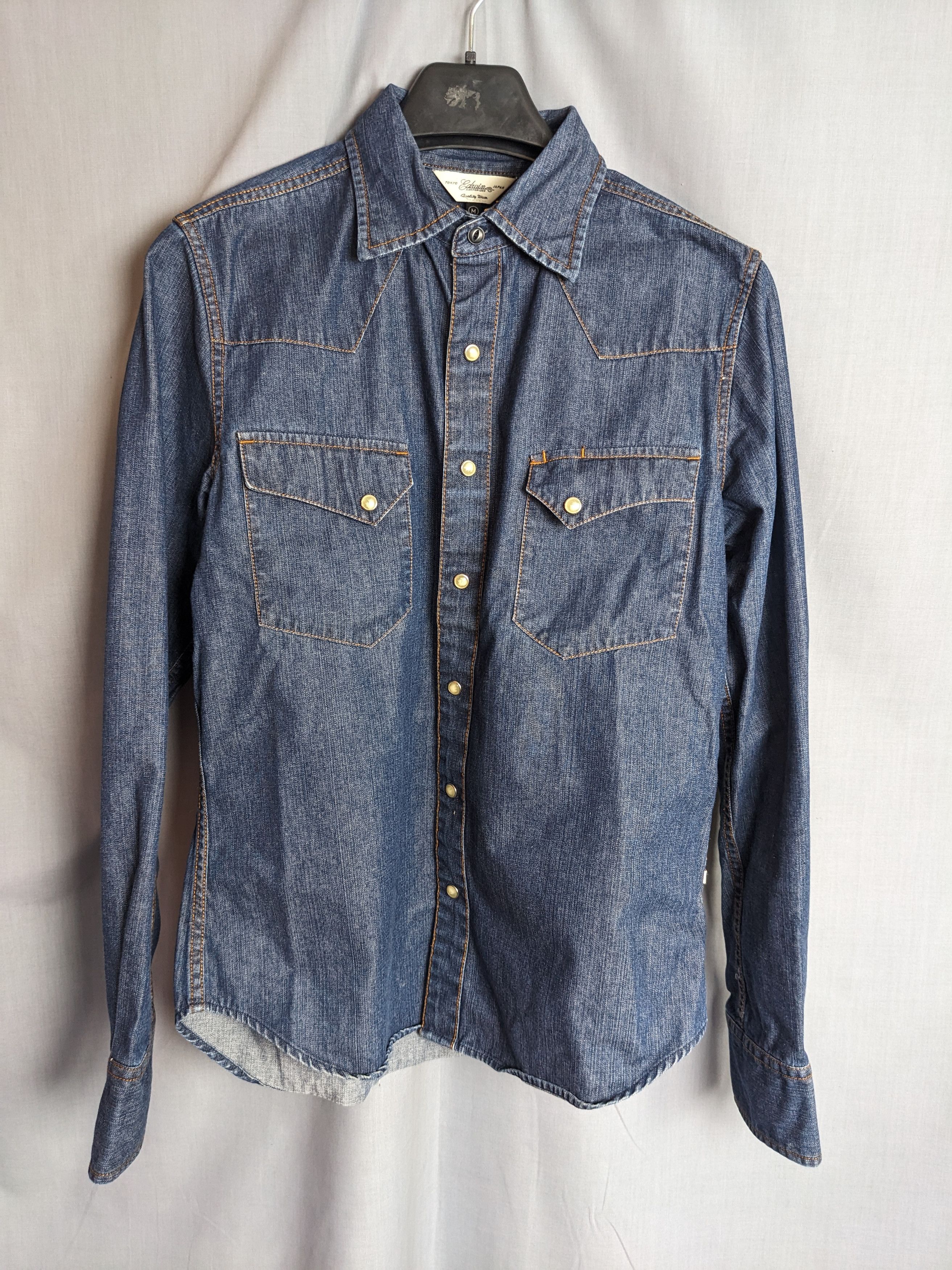 Edwin Bronson Shirt M Denim Blue Snap 100% Cotton Cowboy Western Size US M / EU 48-50 / 2 - 1 Thumbnail