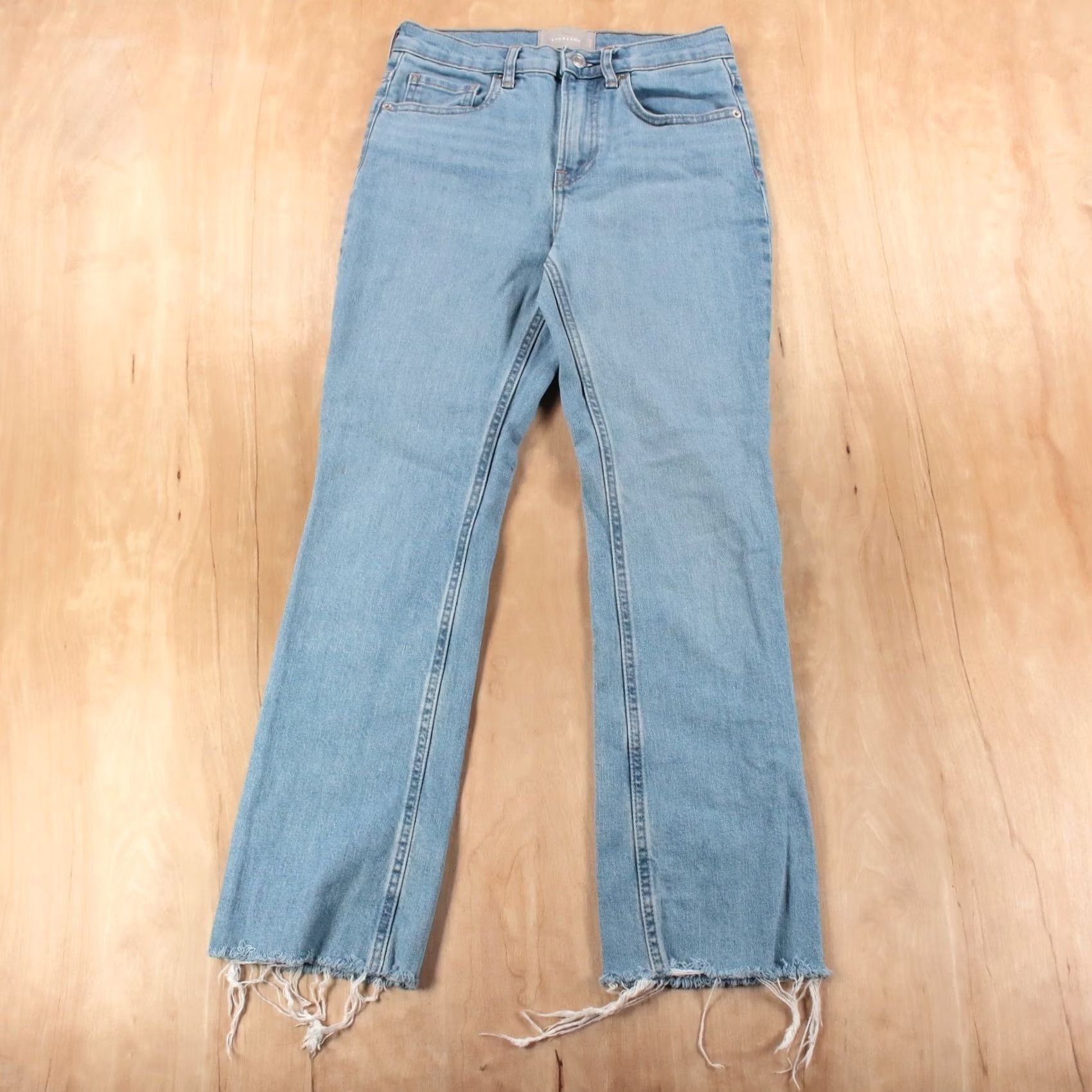 Everlane EVERLANE jeans Womens sz 26 x 25 high rise straight leg cropped stretch denim raw hem Size 26" / US 2 / IT 38 - 2 Thumbnail