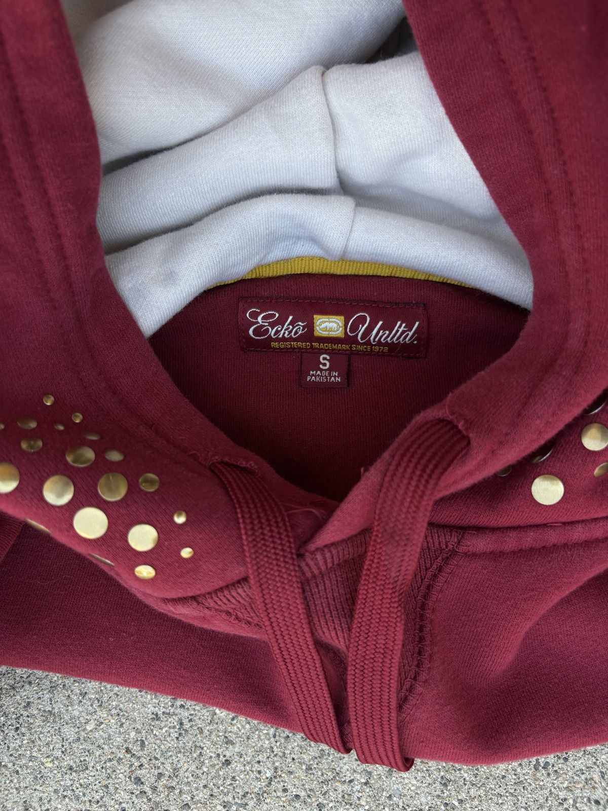 Ecko Unltd. Y2K ECKO UNLTD Rhino Rhinestones Burgundy/Gold Hoodie Size S Size US S / EU 44-46 / 1 - 3 Thumbnail