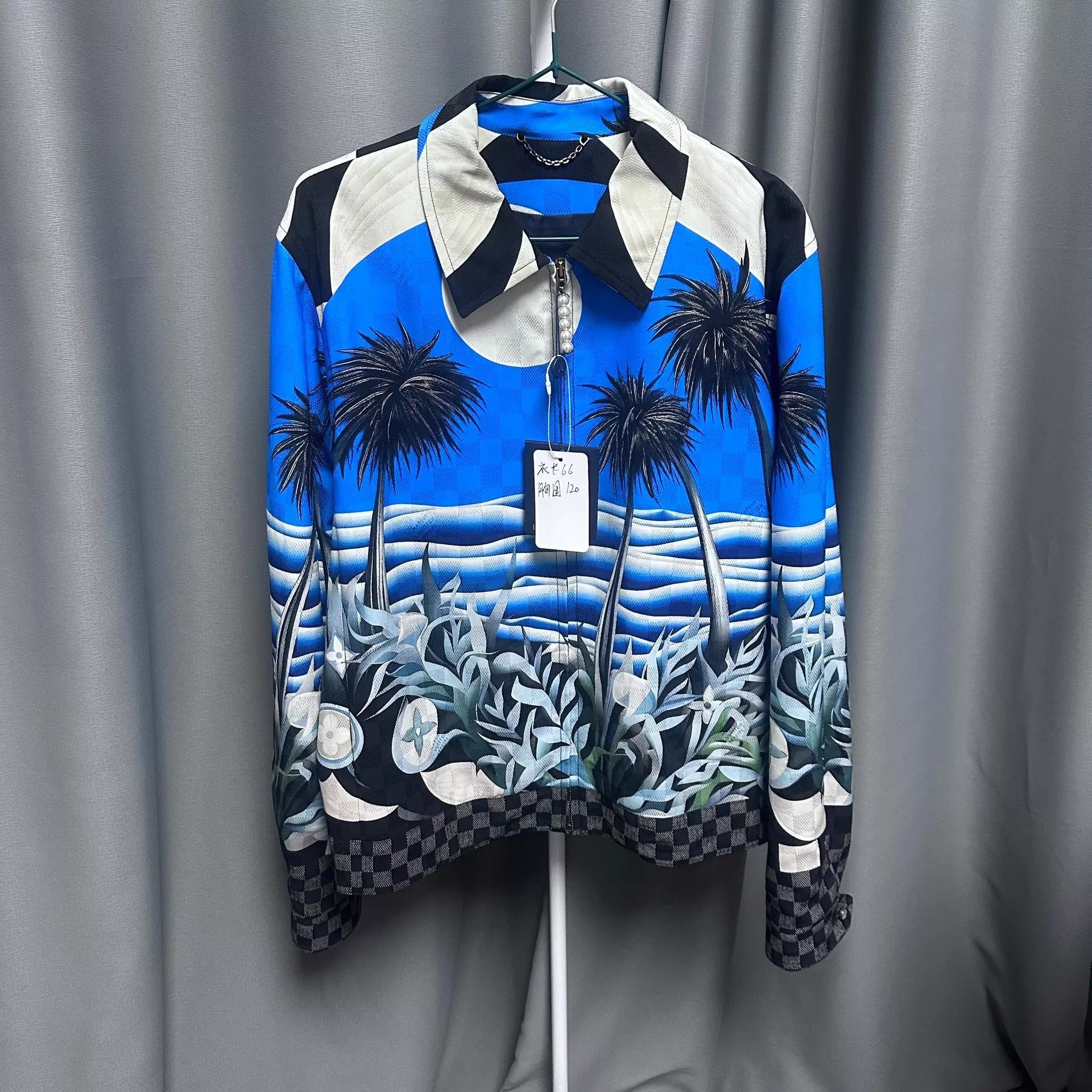 Louis Vuitton Blue Palm Tree Print Long Sleeve Shirt Size US M / EU 48-50 / 2 - 1 Thumbnail