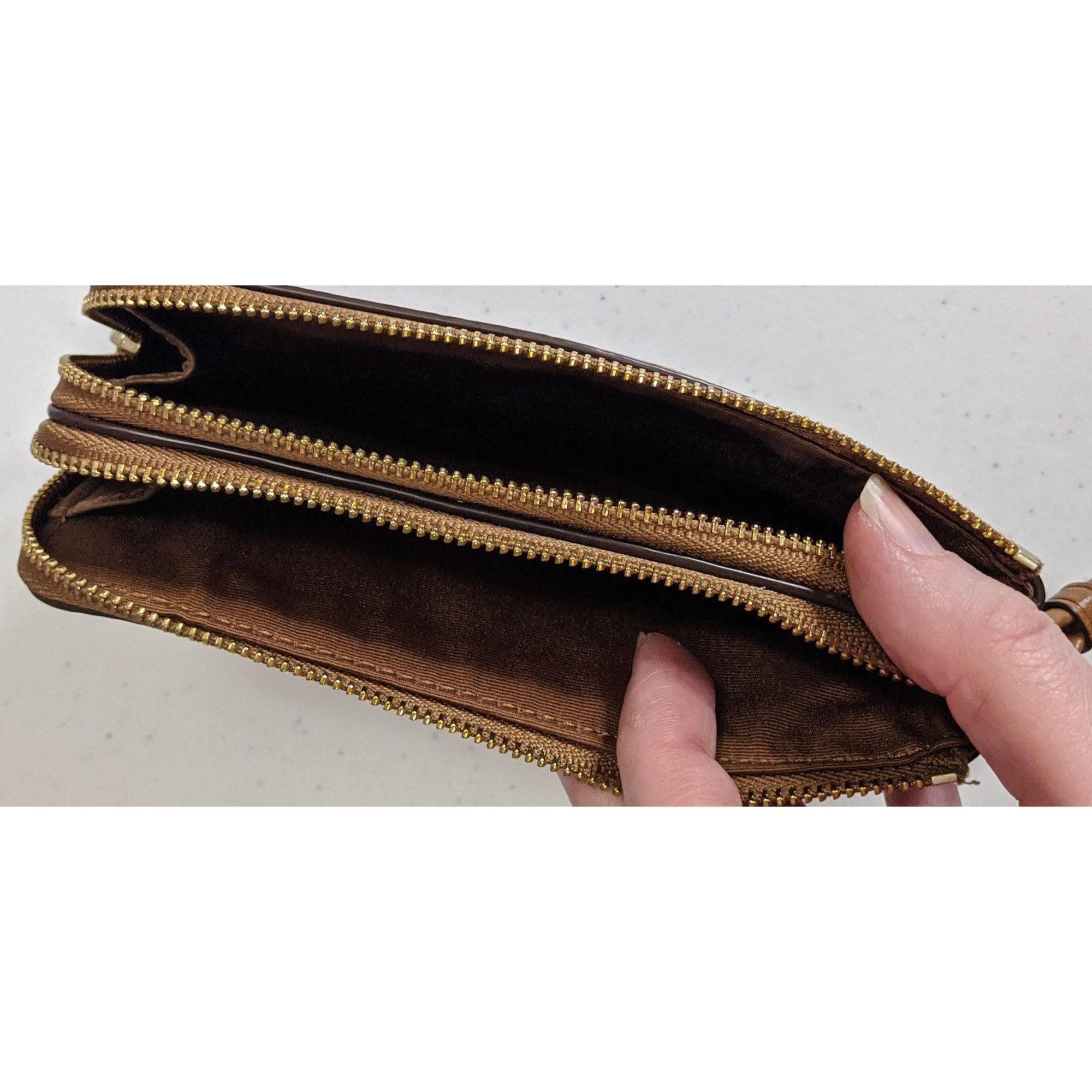 Coach Coach Double-Zip Pebbled Leather Wristlet 4"x6"x1" With 5-In Size ONE SIZE - 3 Thumbnail