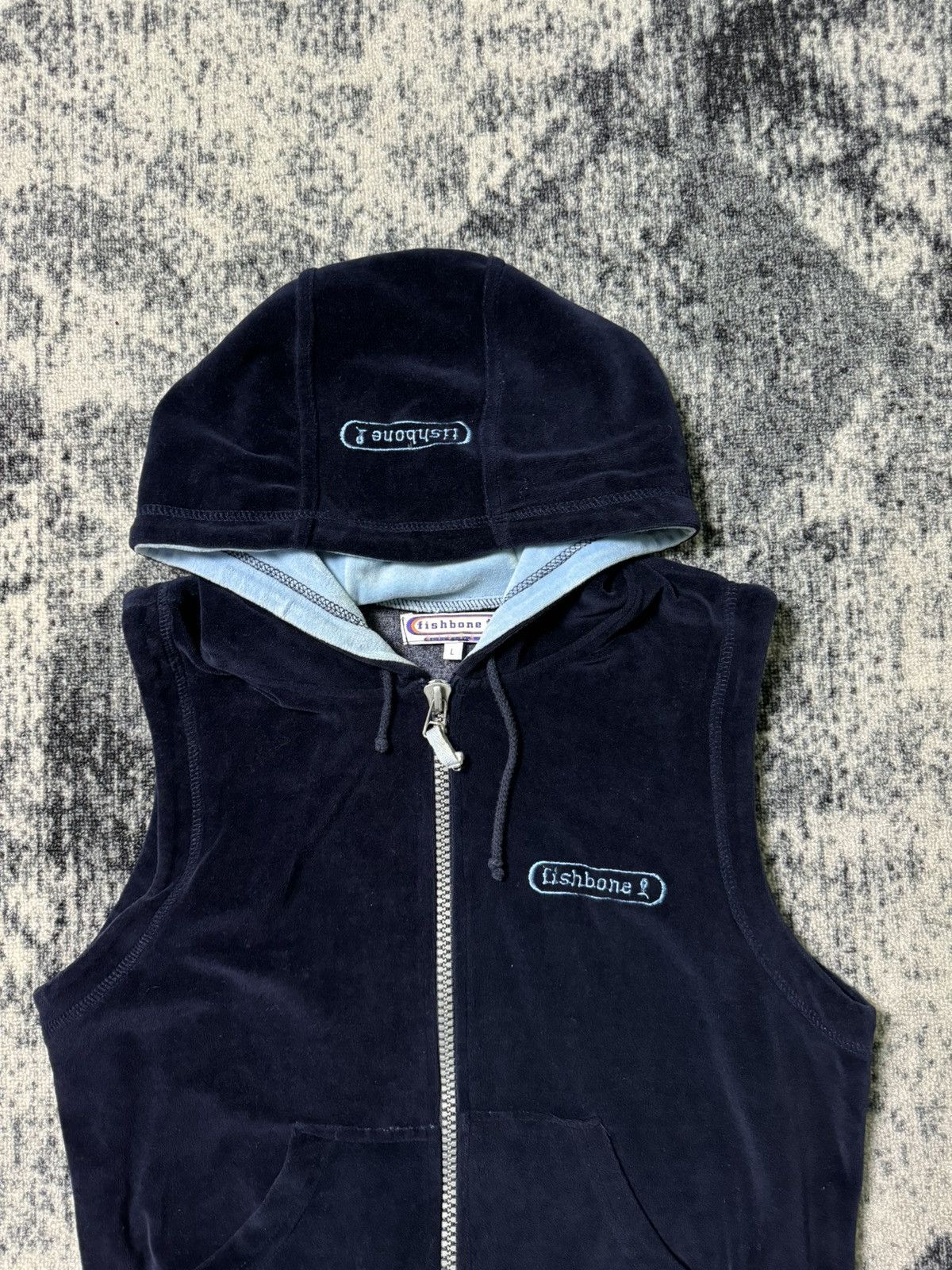 Japanese Brand × Vintage Vintage Fishbone Velvet Hoodie Vest Sleeveless Y2K STYLE 90s Size M / US 6-8 / IT 42-44 - 2 Thumbnail
