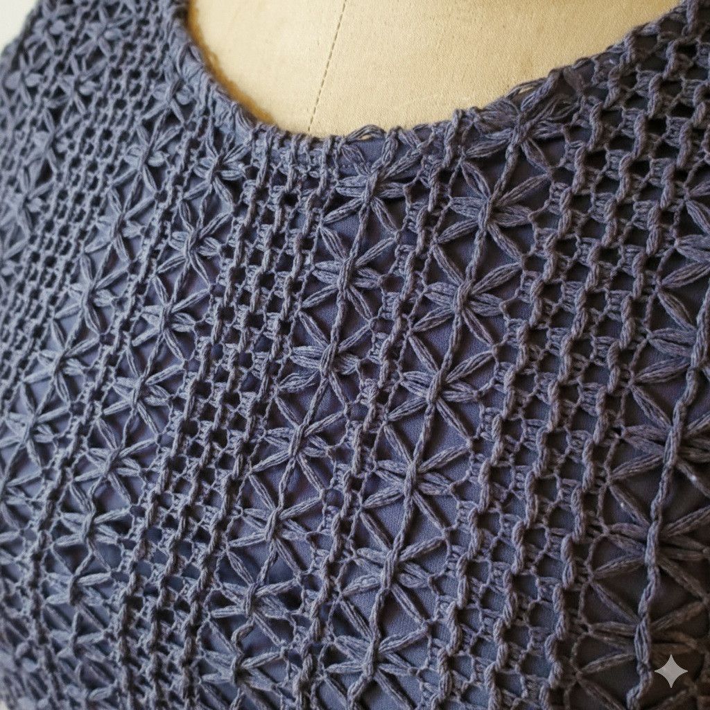 Other Mikarose Size S/M Dress Lydia Dusty Blue Crochet Overlay Size S / US 4 / IT 40 - 4 Thumbnail