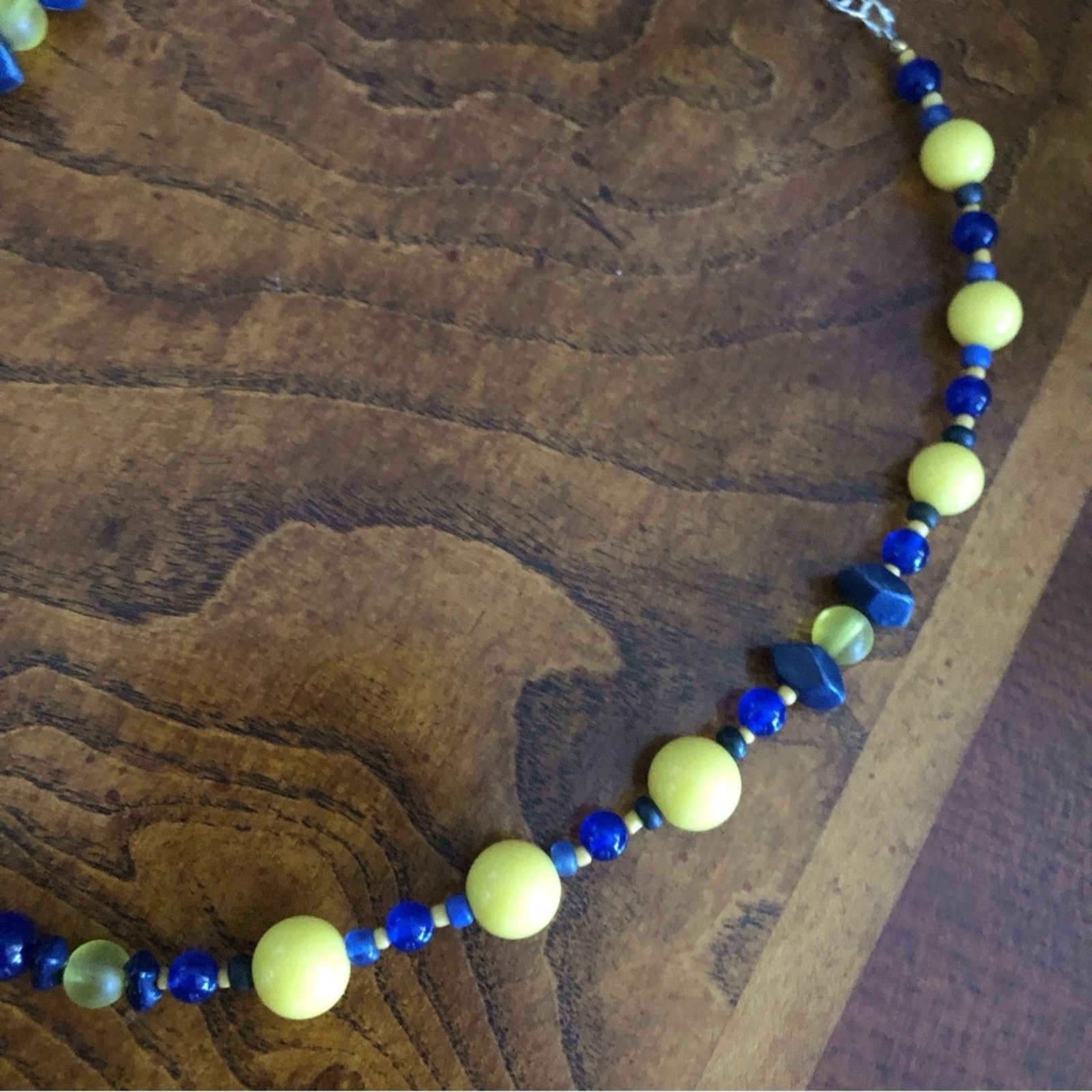Handmade Handcrafted recycled vintage lemon lazurite stone necklac Size ONE SIZE - 9 Thumbnail