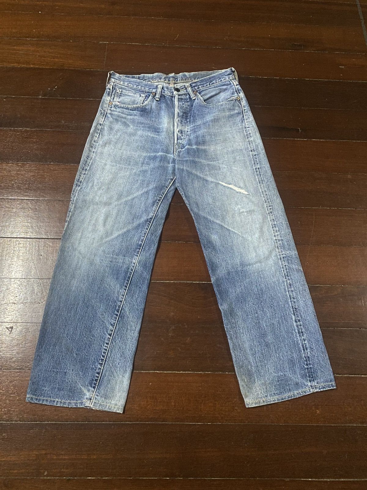 Warehouse Vintage PHERROWS distressed denim wide leg selvedge Size US 34 / EU 50 - 1 Thumbnail