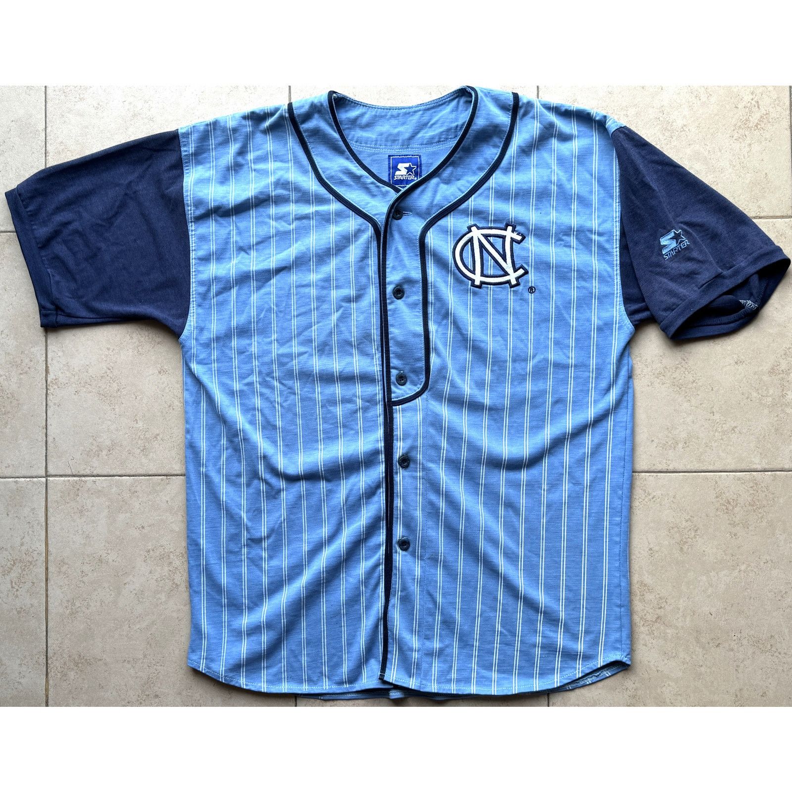 NCAA × Starter UNC Carolina Tar Heels 90s baseball Kris Kross jersey L vtg Size US L / EU 52-54 / 3 - 2 Thumbnail