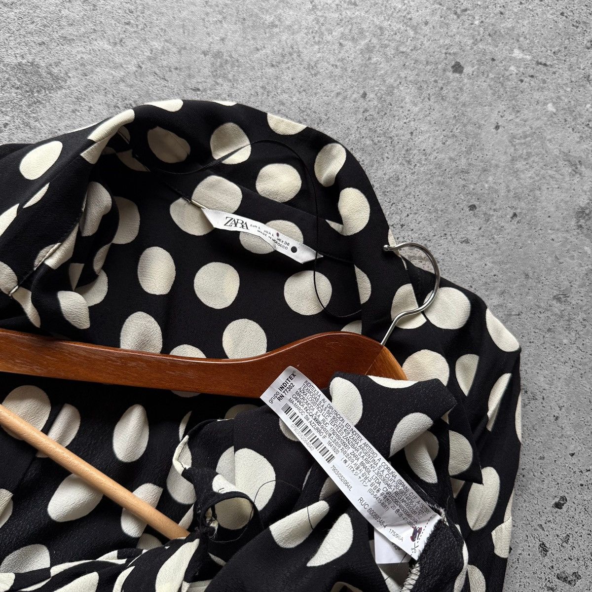 Other × Zara Zara Mini Polka Dot Pareo Wrap V-Neck Dress Black/White Size L / US 10 / IT 46 - 8 Thumbnail