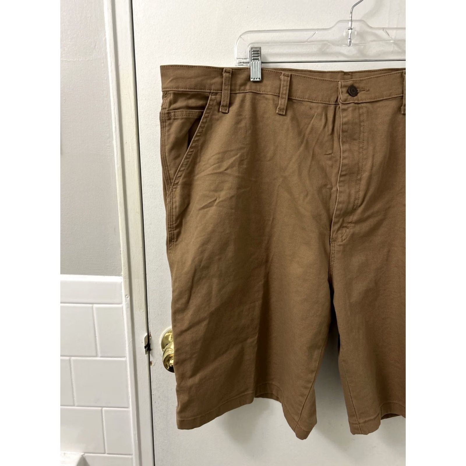 Wrangler Wrangler Carpenter Shorts Mens 46 Brown YKK Five Star 5 Pockets 11” Inseam Summer Workwear Outdoor Stretch Casual Cotton Belt Loop Denim Short Size US 30 / EU 46 - 2 Thumbnail