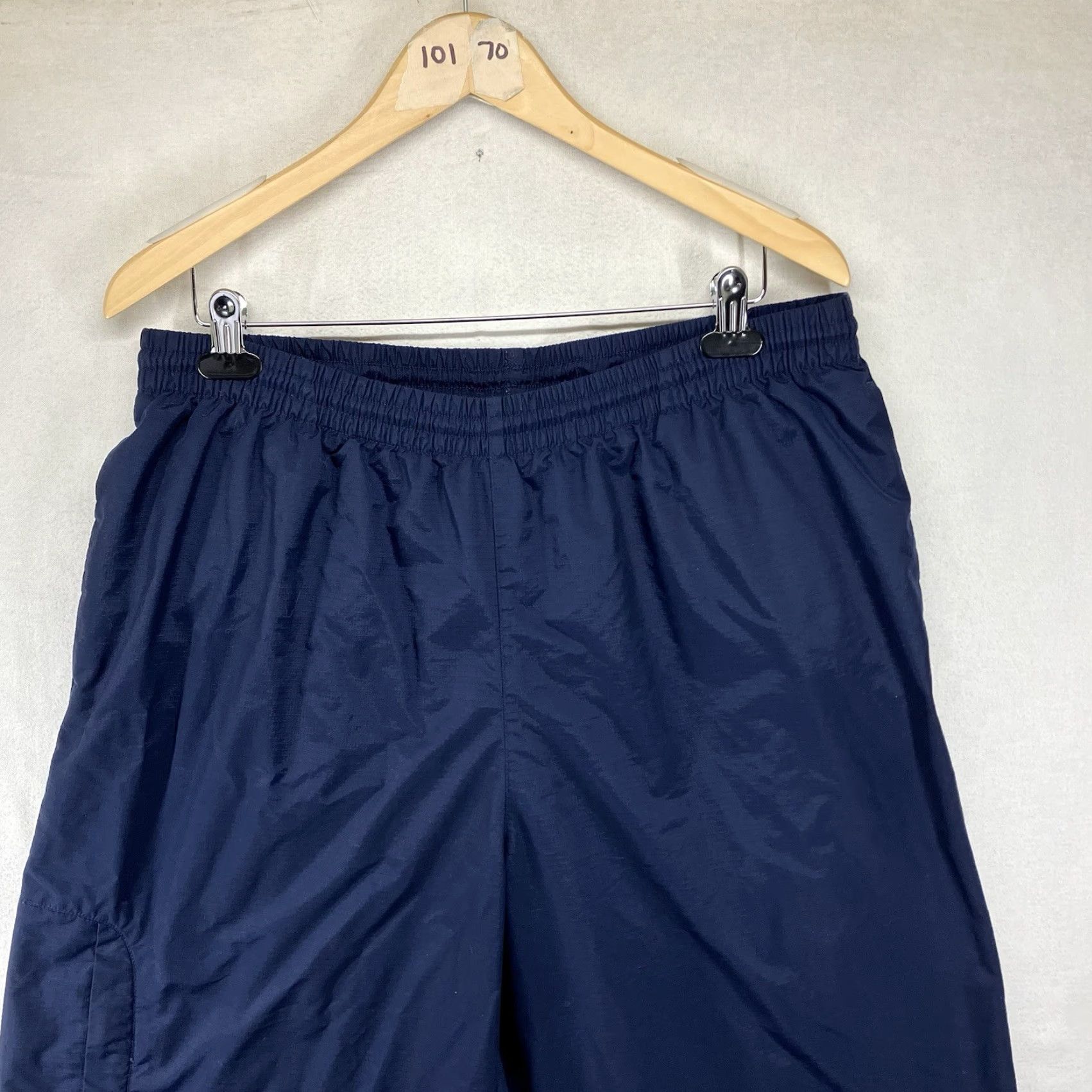 Nike VINTAGE Nike Mens XL Track Pants Navy Blue Yellow Swoosh Zip Ankle Baggy Tapered 90s Sports Logo Size US 36 / EU 52 - 5 Thumbnail
