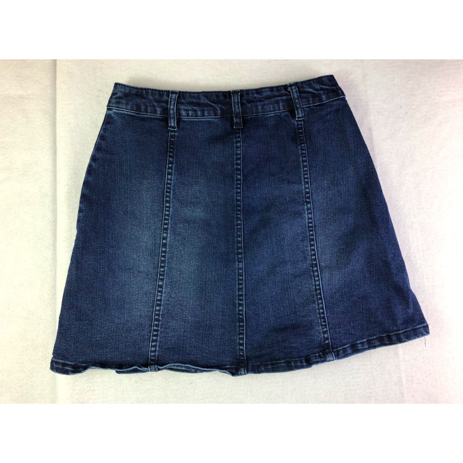 Vintage Kiss Juniors Size 3 25" Waist Measured Blue Jean Skirt Button Closure Size 26" / US 2 / IT 38 - 5 Thumbnail
