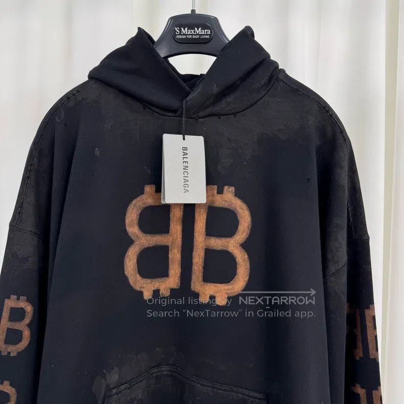 Balenciaga Balenciaga Bitcoin Distressed Print Letter Hoodie Size US S / EU 44-46 / 1 - 3 Thumbnail