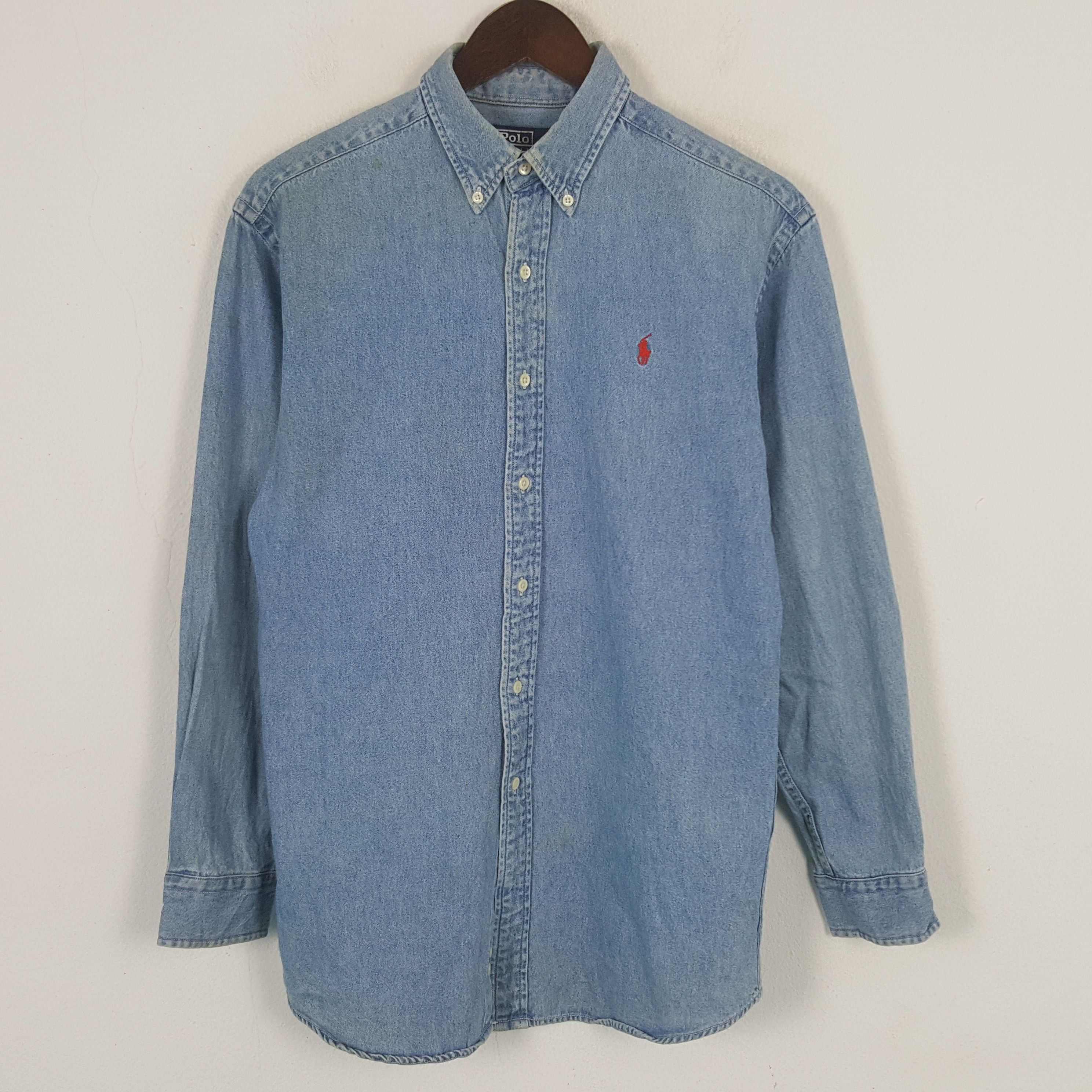 Polo Ralph Lauren × Vintage Vintage Polo Ralph Lauren Denim Button Up Shirt Size US S / EU 44-46 / 1 - 1 Thumbnail