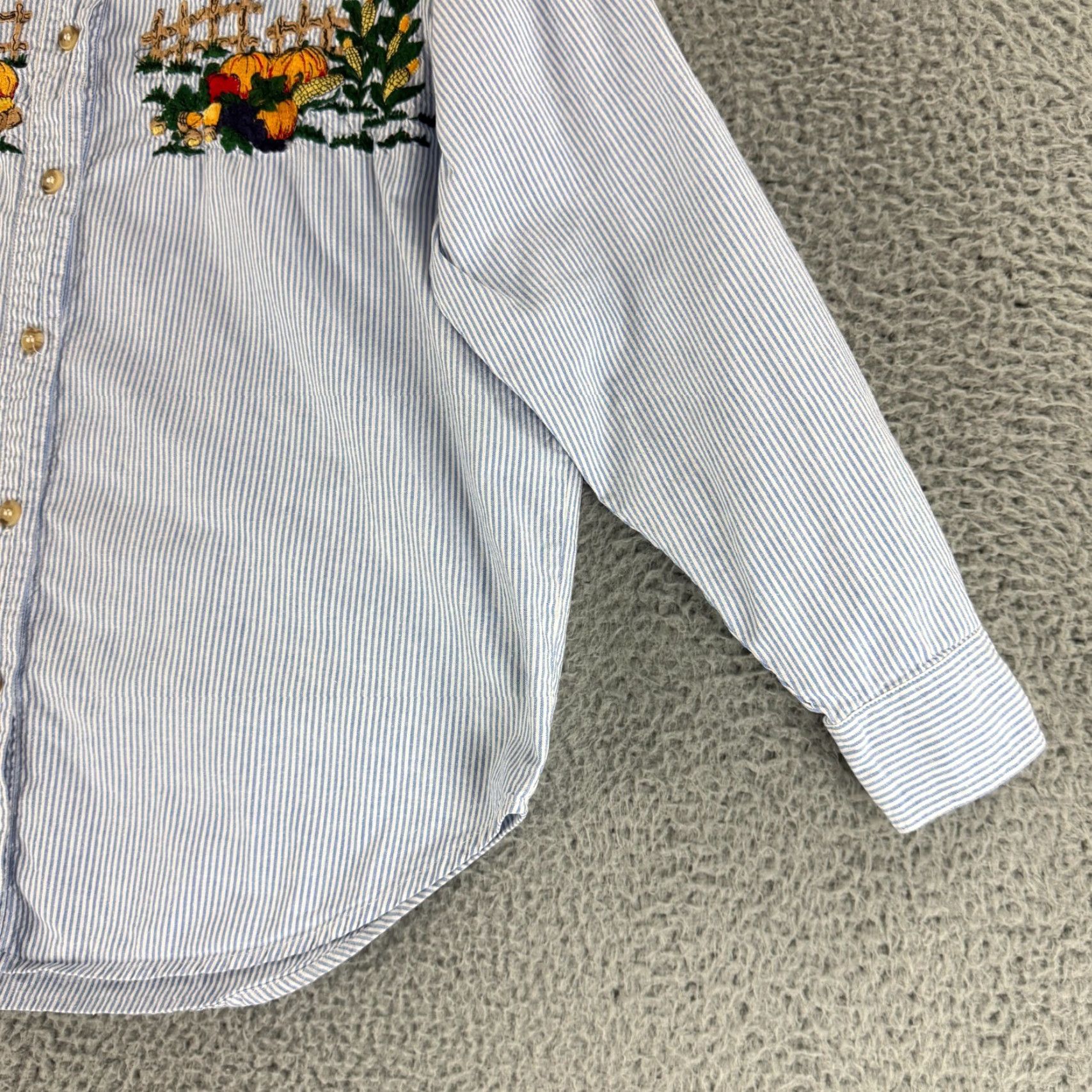 Vintage Solutions Original Button-Up Shirt Womens M Blue Fall Scarecrow Embroidered Size M / US 6-8 / IT 42-44 - 3 Thumbnail