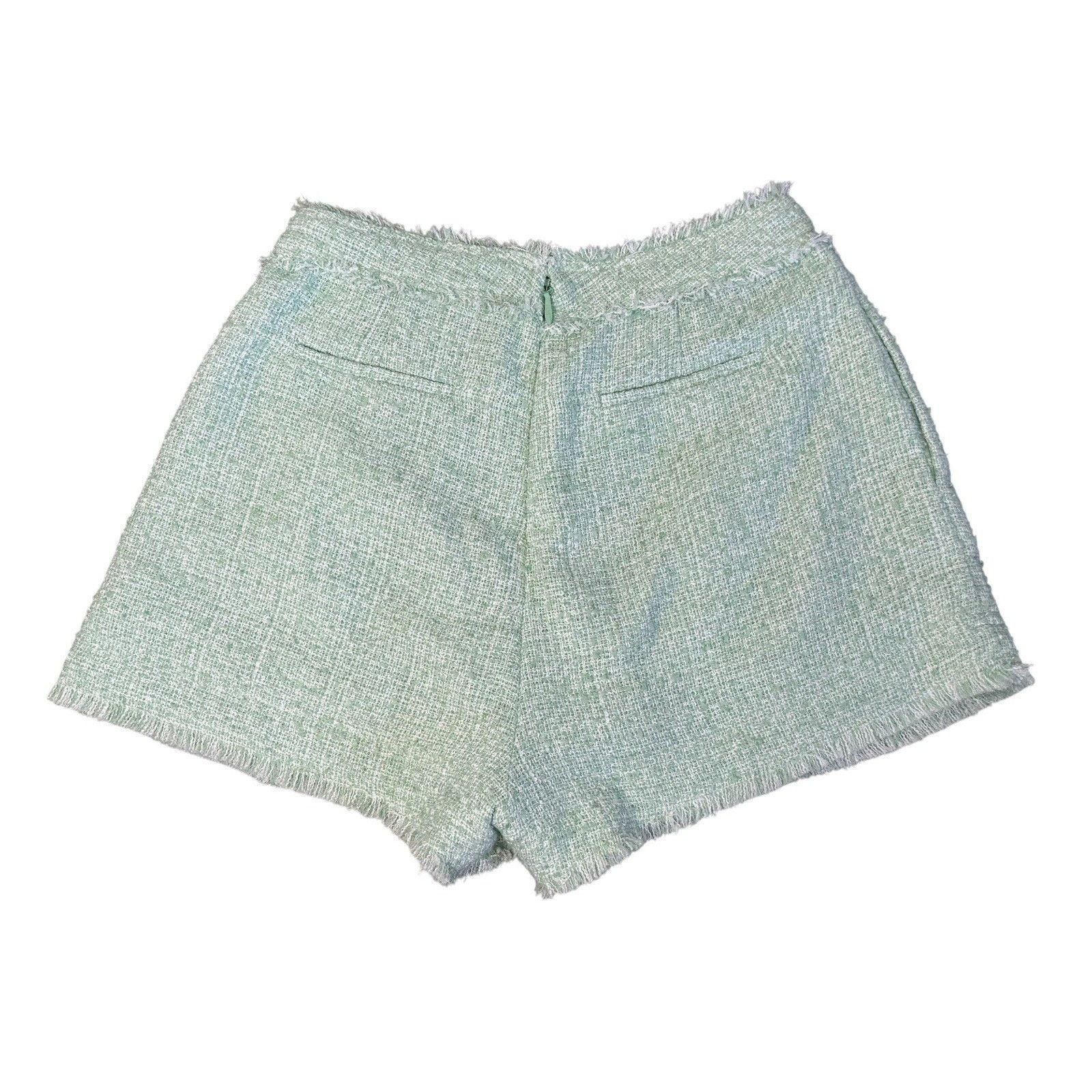 Aje AJE Mint Tweed Fringe Designer Pleated Shorts High Waist 12 Size 34" / US 12 / IT 48 - 5 Thumbnail