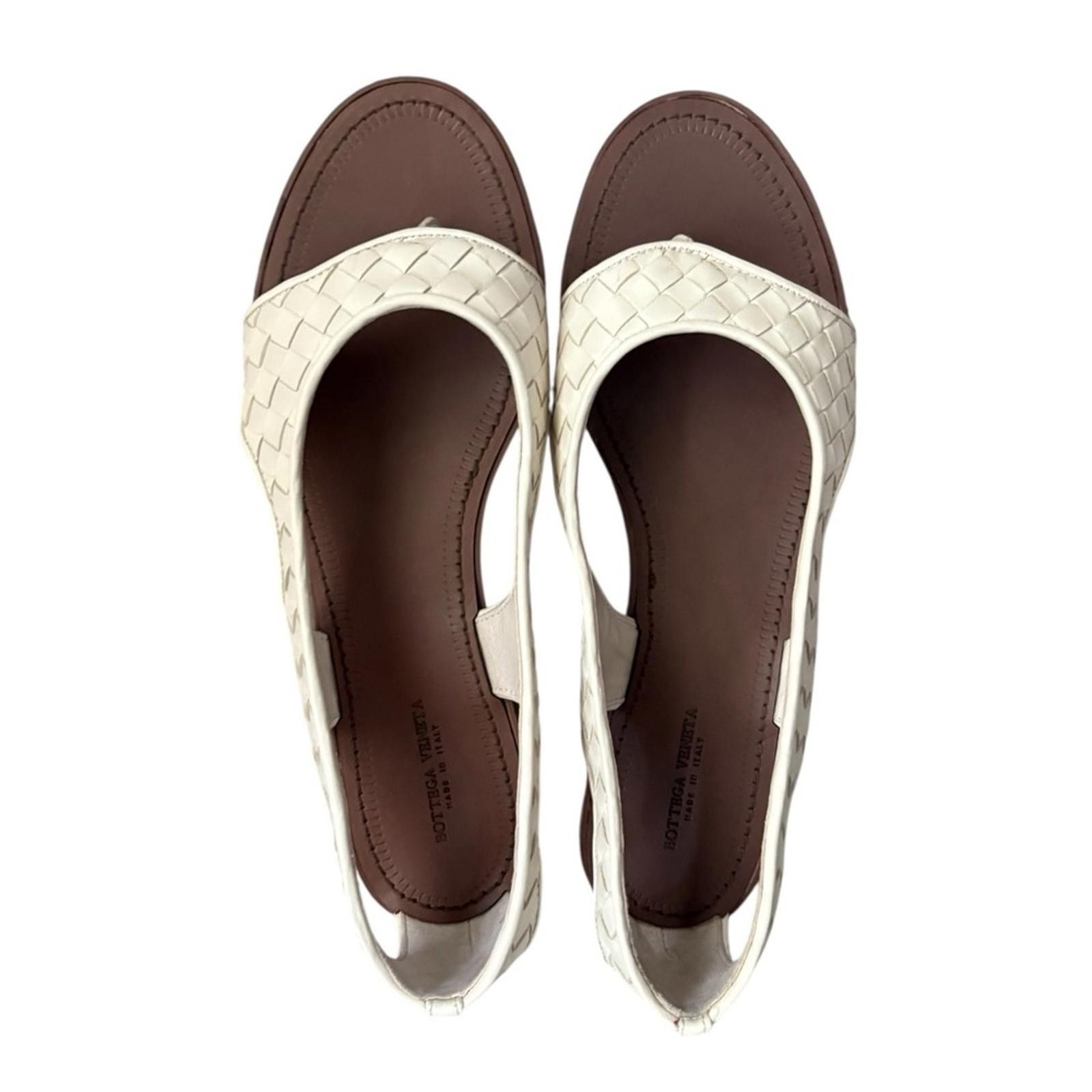 Bottega Veneta Bottega Veneta Napa Leather White Woven Sandals Size US 9.5 / IT 39.5 - 11 Thumbnail