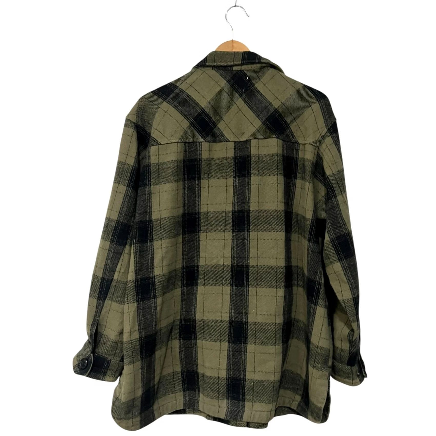 Lucky Brand Lucky Brand Jacket Womens Large Green Black Plaid Cotton Button Front Shacket Size L / US 10 / IT 46 - 3 Thumbnail