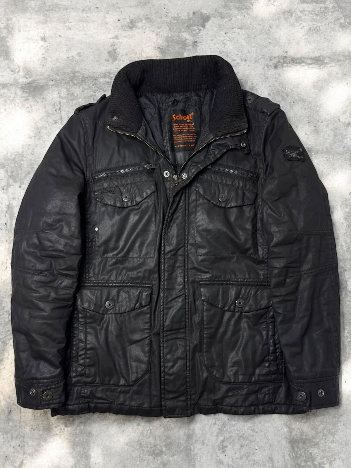 Schott Vintage rare Schott USA Waxed Parka coat 90s 00s barbour old Size US XL / EU 56 / 4 - 1 Thumbnail