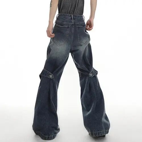 Japanese Brand Fujisaki x Mai Deconstruct Wide Leg Washed Jeans Pants y2k Size US 34 / EU 50 - 3 Thumbnail