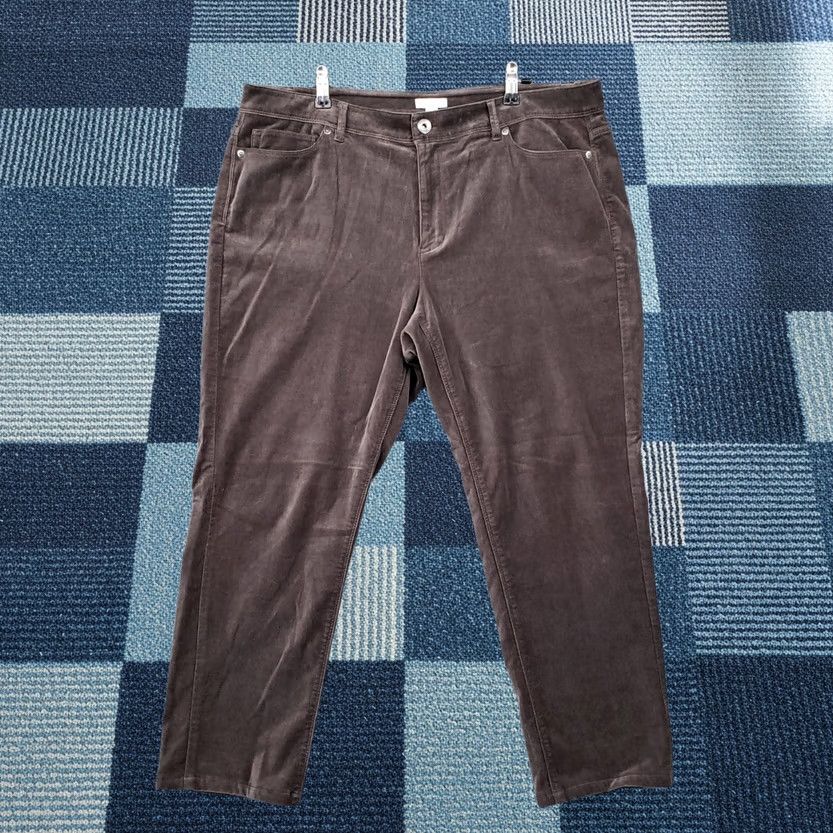 J. Jill J Jill Jeans Womens 16 Brown Velveteen Stretch Ankle High Rise 5 Pocket Zip Fly Size 38" / US 16 / IT 52 - 1 Thumbnail