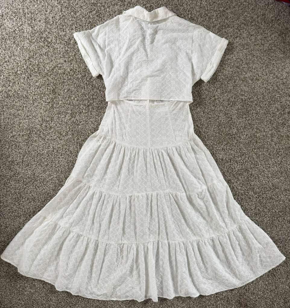 Zara ZARA Shirt Dress Cutwork Embroidery Midi White Tier size S Size S / US 4 / IT 40 - 3 Thumbnail