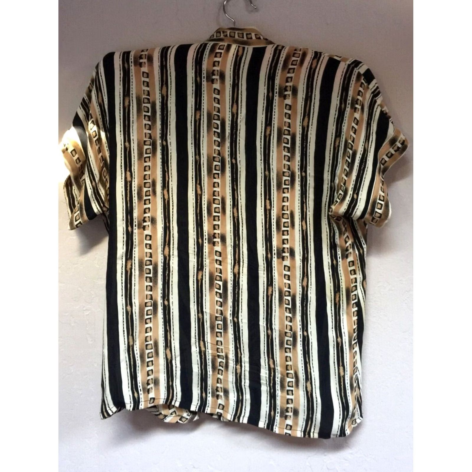 Vintage Peter Nygard Womens Brown Abstract Stripe Silk Wrap Front Top Blouse Sz 4 Casual Size S / US 4 / IT 40 - 2 Thumbnail