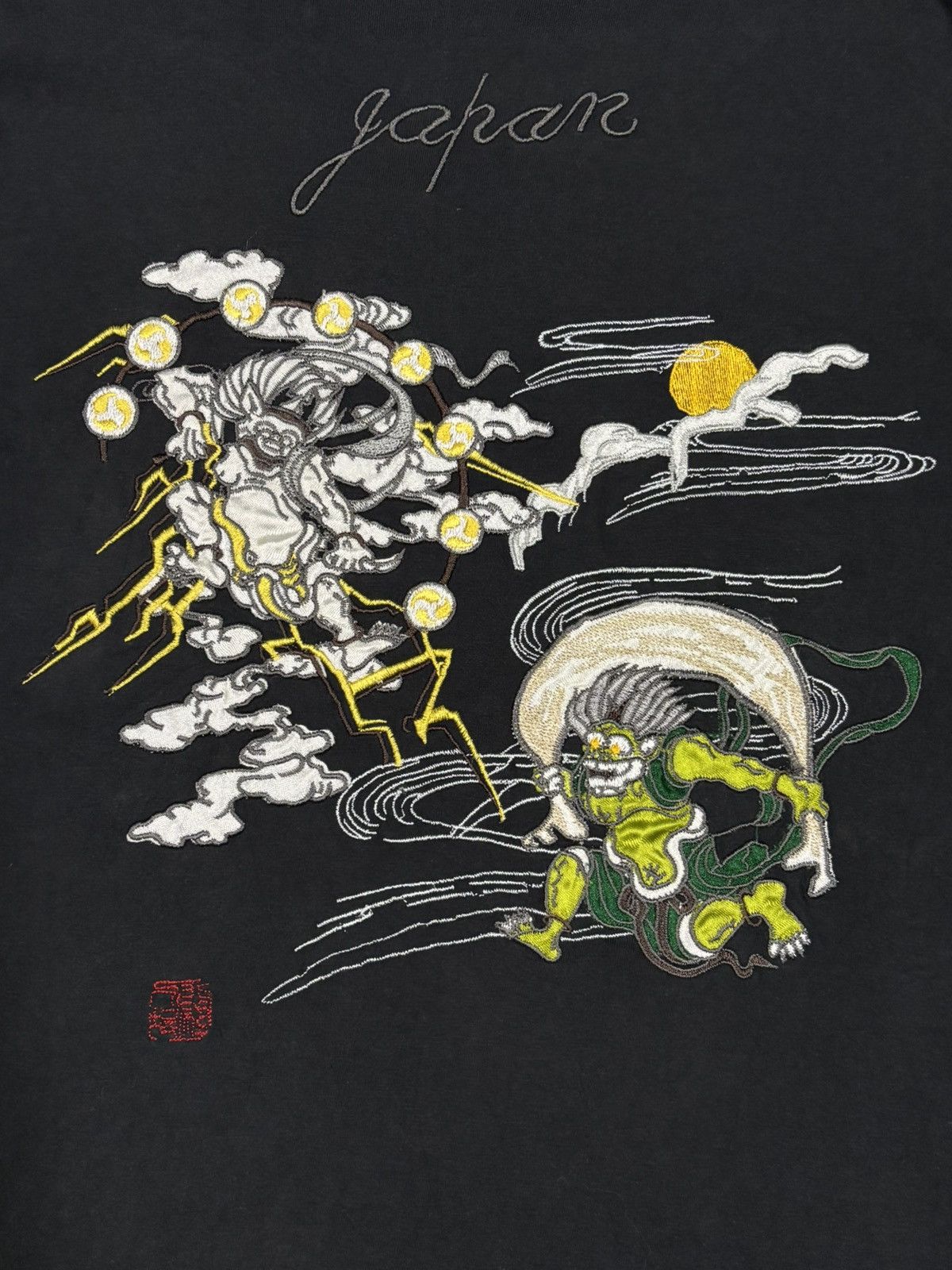 Karakuri Tamashii Zeku Japanese Fujin Raijin Embroidered Sukajan Style T-shirt Size US S / EU 44-46 / 1 - 10 Thumbnail