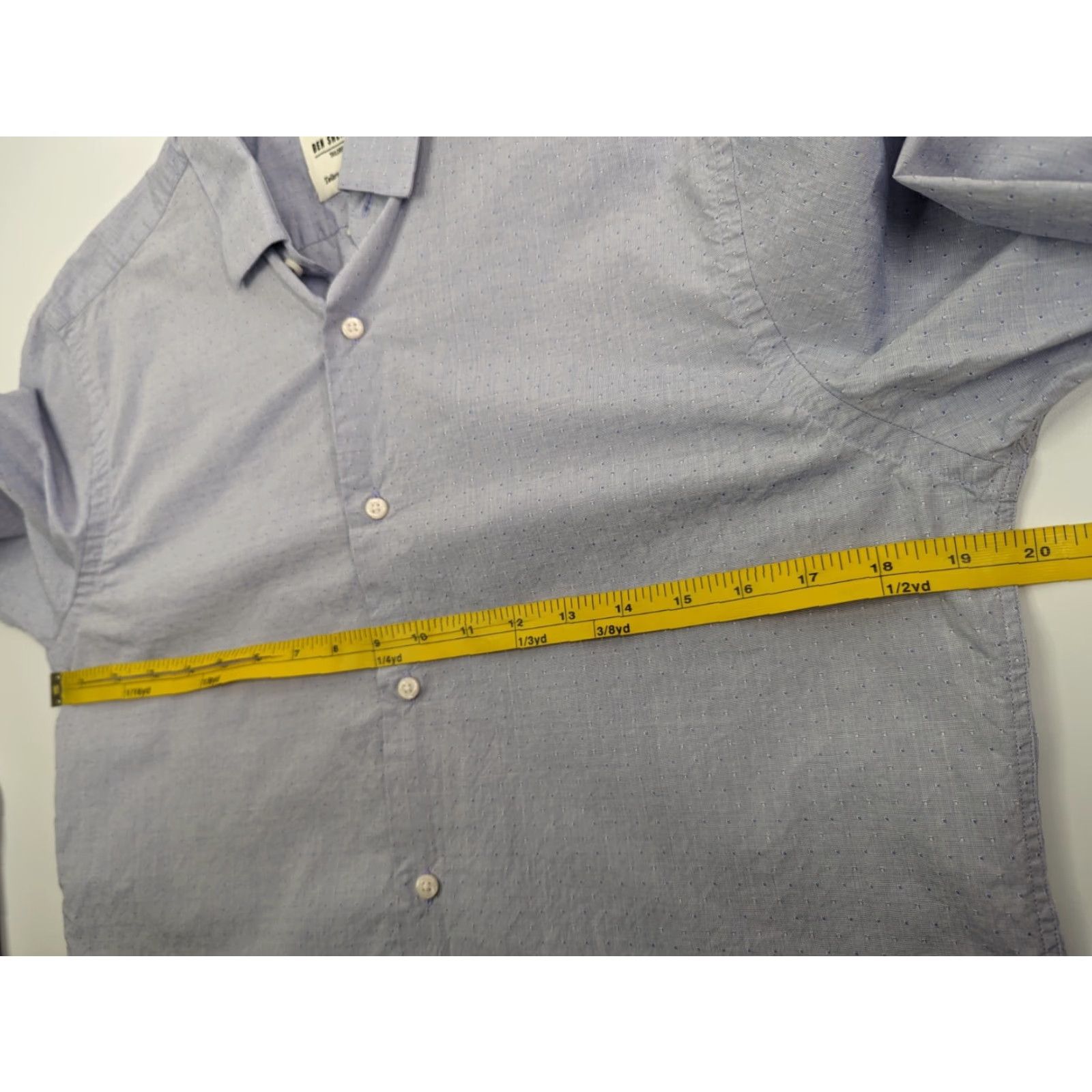 Ben Sherman Ben Sherman Dress Shirt Tailored Skinny Blue Dots Button-Down 15.5 39/40 Cotton Mens Regular Long Sleeve Collar-Down Spread Cuff Blue Size 15.5 Size 42R - 7 Thumbnail