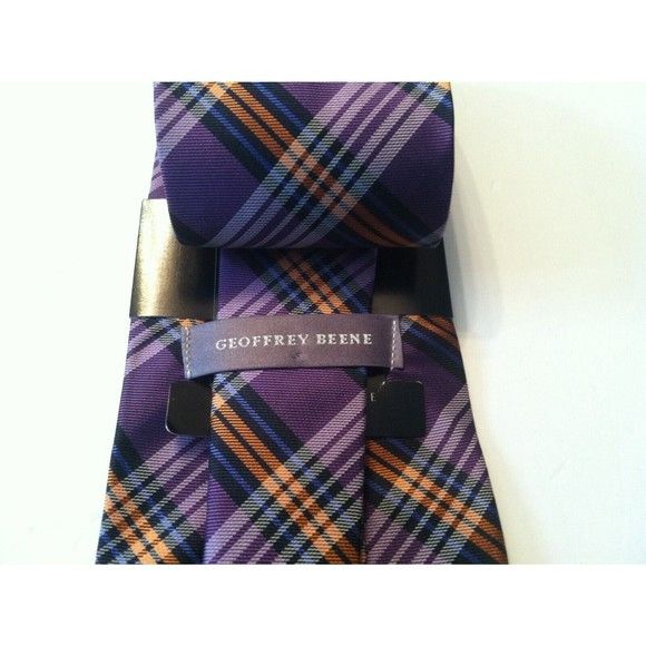 Other GEOFFREY BEENE MENS NEW PURPLE 100%SILK PLAID TIE WIDTH: 4" Size ONE SIZE - 4 Thumbnail