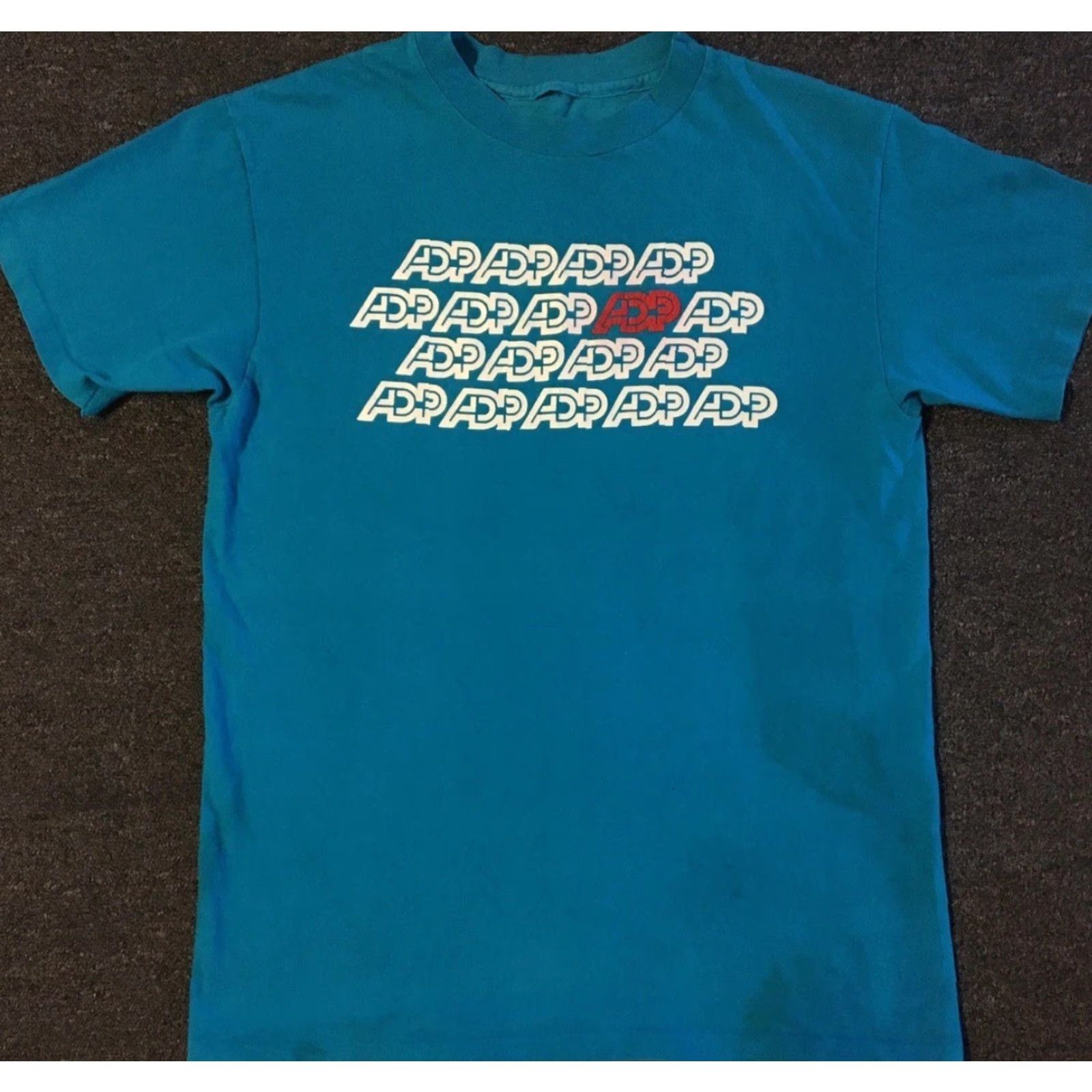 Apple VINTAGE ADP Shirt Mens L Blue 80s Distressed Cotton Single Stitch Windows Microsoft Nike Lyrics? (Note: Ensure only original words used; no new words) Size US L / EU 52-54 / 3 - 2 Thumbnail
