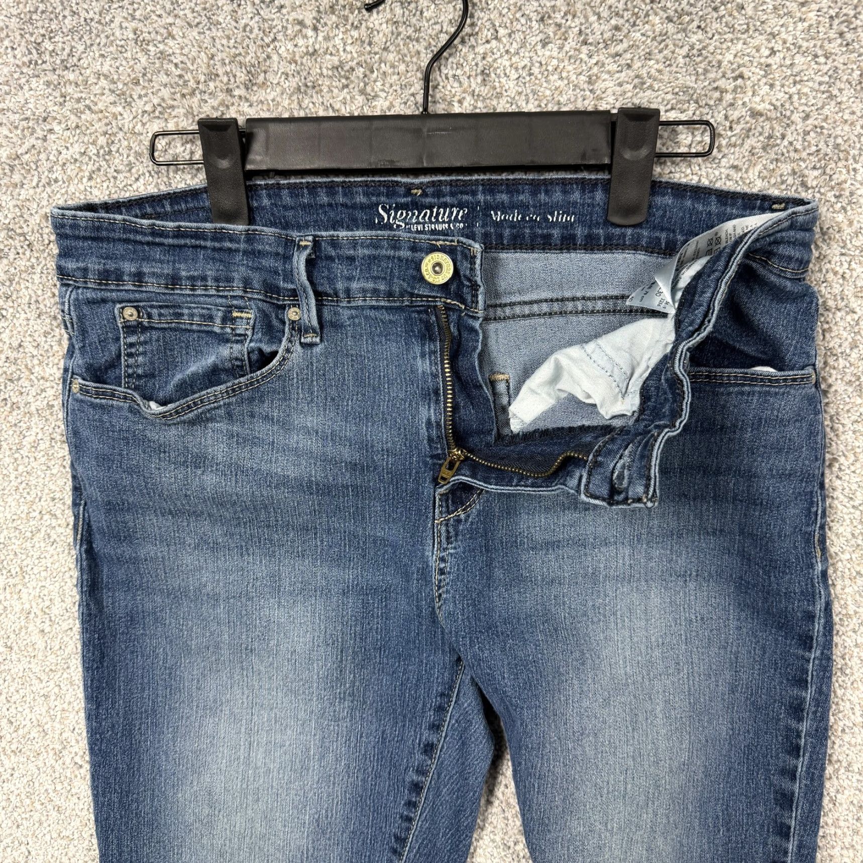 Vintage Levis Modern Slim Jeans Womens 12S 31x25 Blue Stretch Straight Denim Indie Size 34" / US 12 / IT 48 - 6 Thumbnail