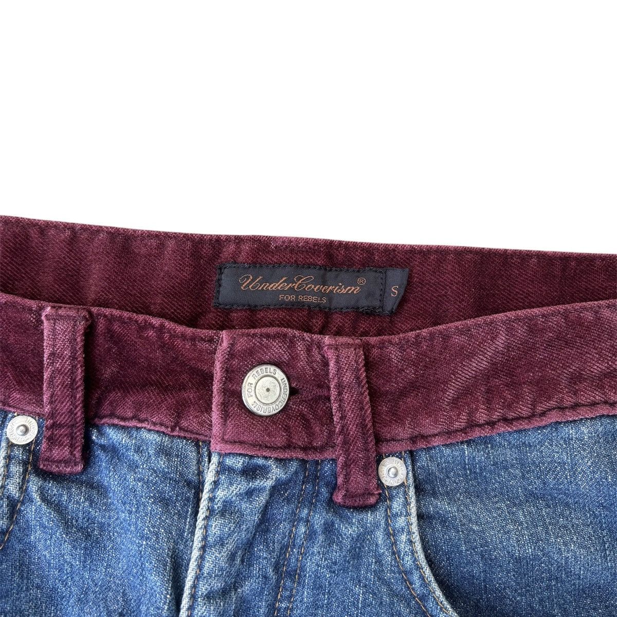 Undercover AW02 Undercover Velvet Strip Crash Denim Size US 29 - 3 Thumbnail