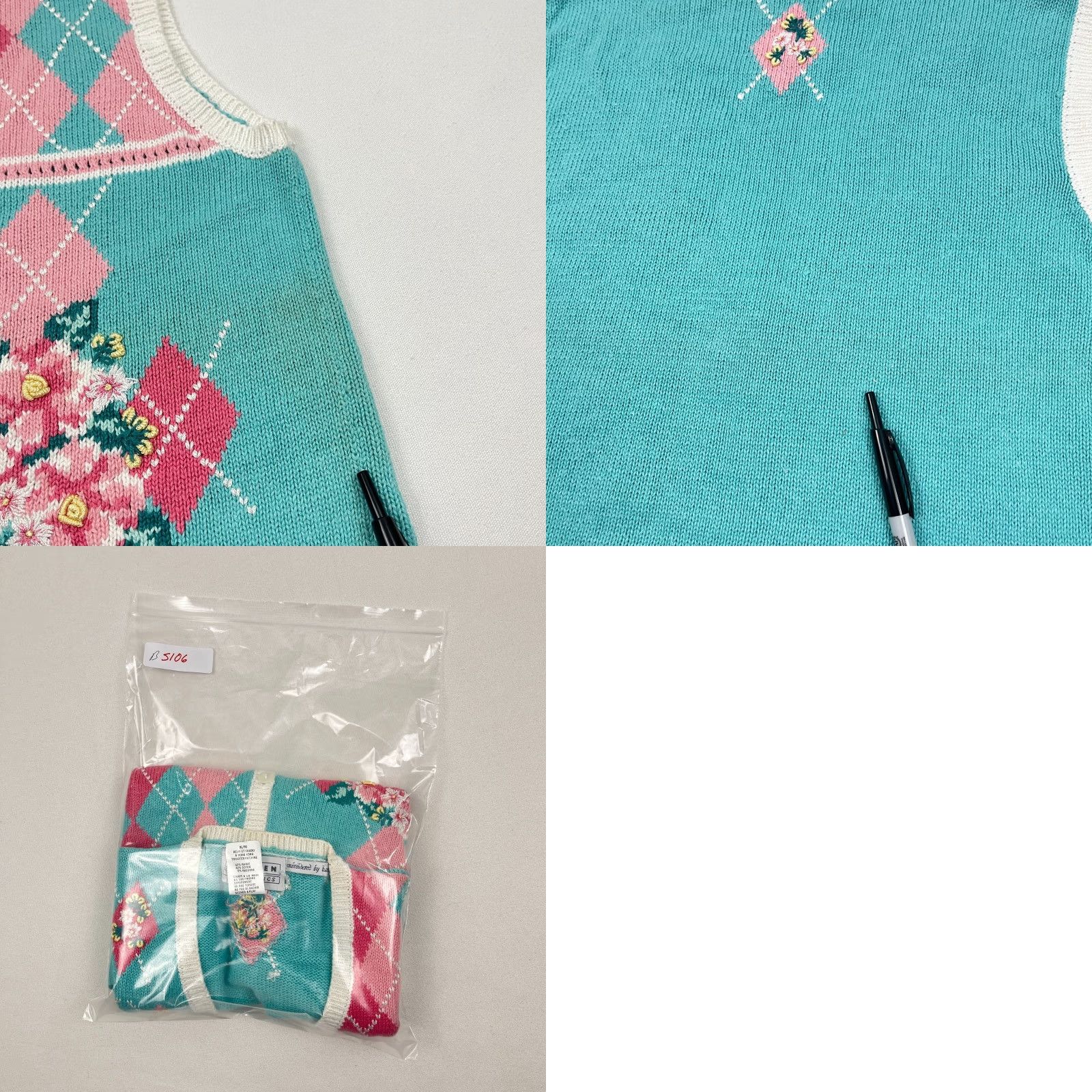 Jantzen VINTAGE Jantzen Sweater Vest Women XL Blue Floral Hand Embroidered Spring Boho Layer Vest Women XL Blue Floral Embroidered Layer Size XL / US 12-14 / IT 48-50 - 8 Thumbnail