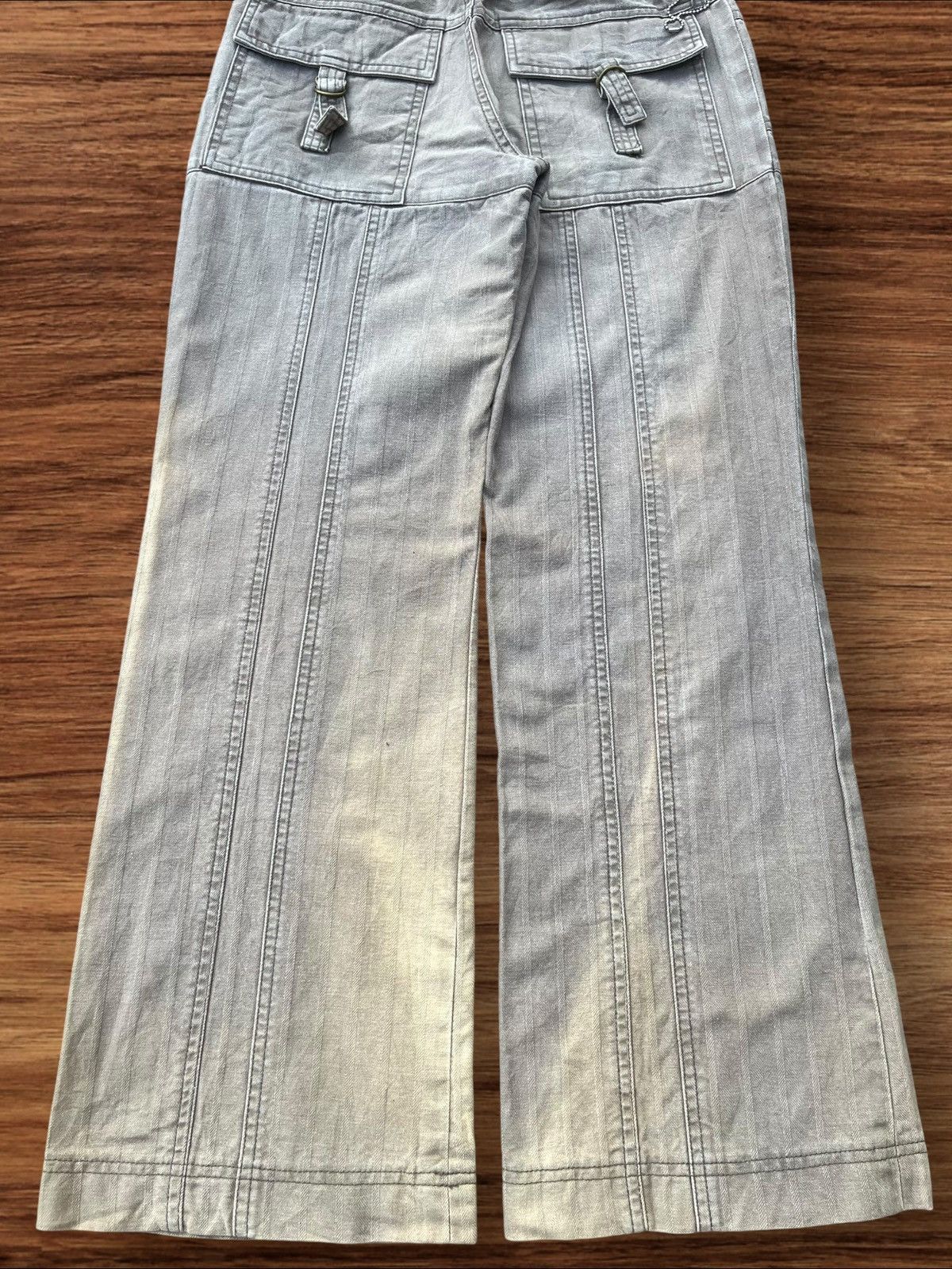 Japanese Brand Vintage Grunge Stripped Sun Faded Double Pocket Flare Pants Size US 29 - 6 Thumbnail