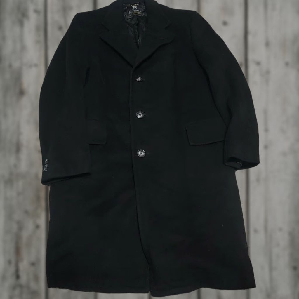 Hart Schaffner Marx VINTAGE Hart Schaffner Marx Coat Trench Black 100% Cashmere L Men Long Overcoat Insulated Lined Pockets USA Size US L / EU 52-54 / 3 - 1 Thumbnail
