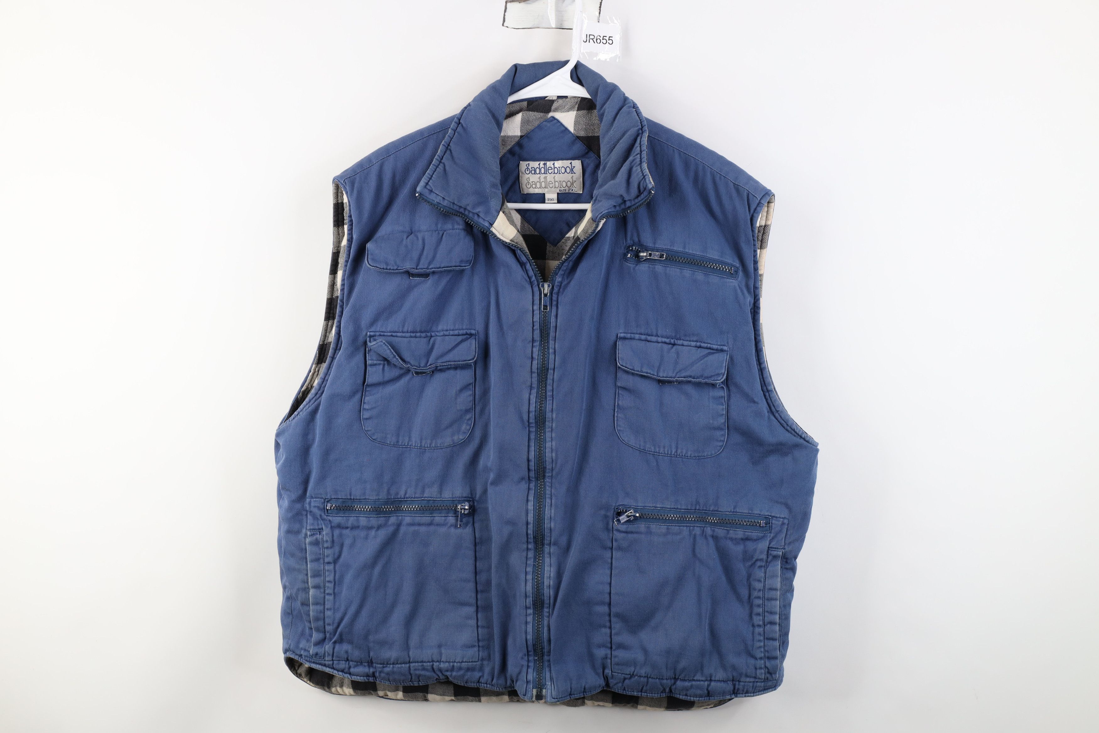 Vintage Vintage 90s Streetwear Flannel Lined Puffer Vest Jacket Blue Size US XXL / EU 58 / 5 - 1 Thumbnail