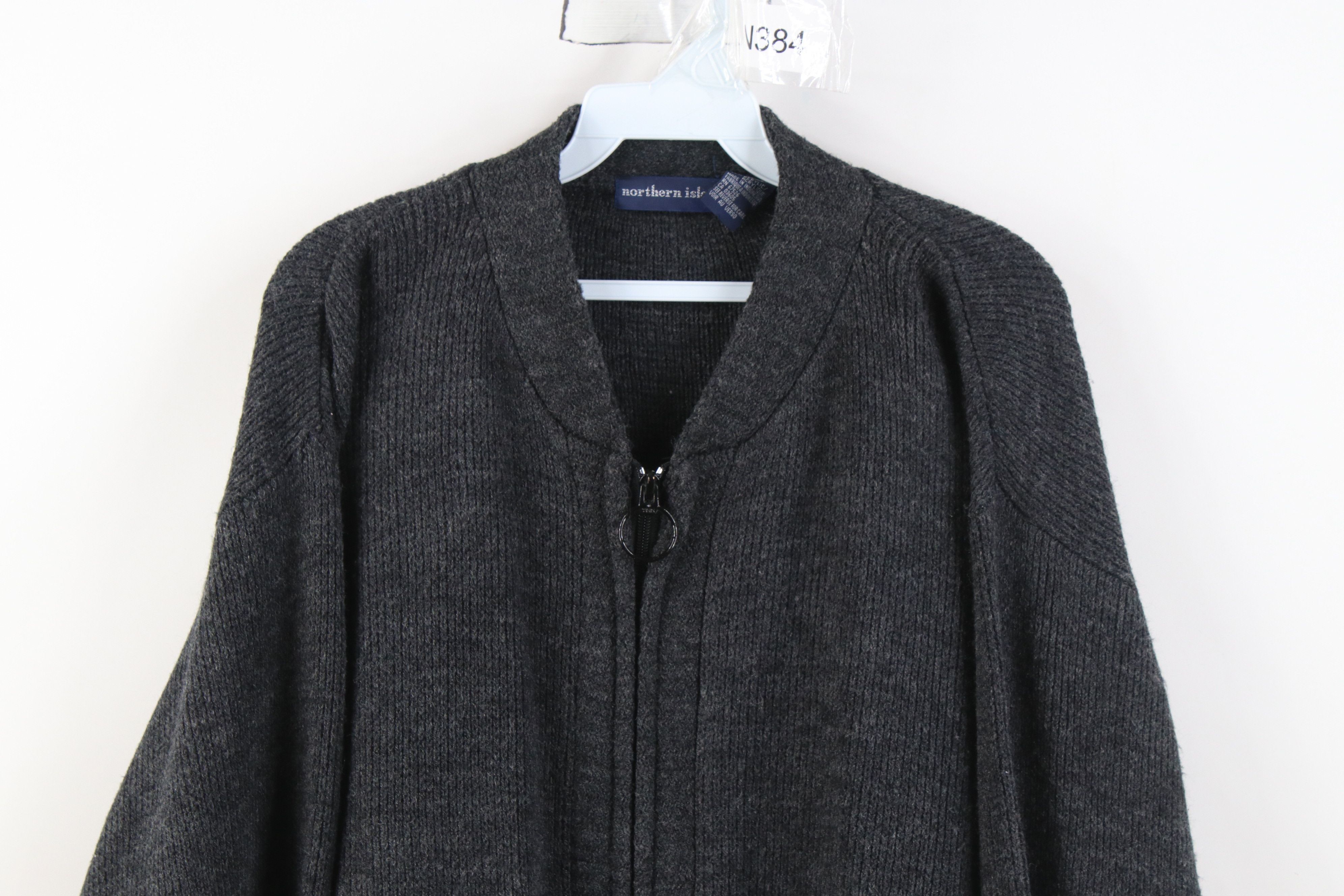 Vintage Vintage 90s Streetwear Knit Full Zip Cardigan Sweater Gray Size US XXL / EU 58 / 5 - 2 Thumbnail