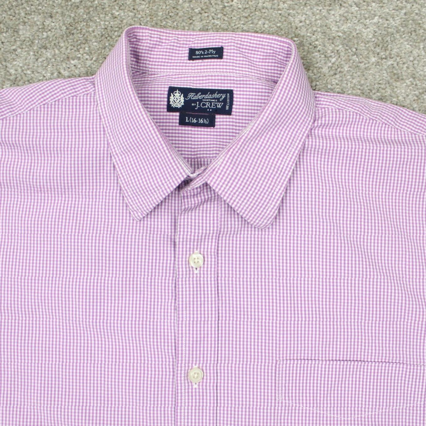 J.Crew J.CREW Shirt Mens Large 16-16 1/2 Pink/White 80s 2 Ply Cotton L/S Check Button-Up Size US L / EU 52-54 / 3 - 5 Thumbnail