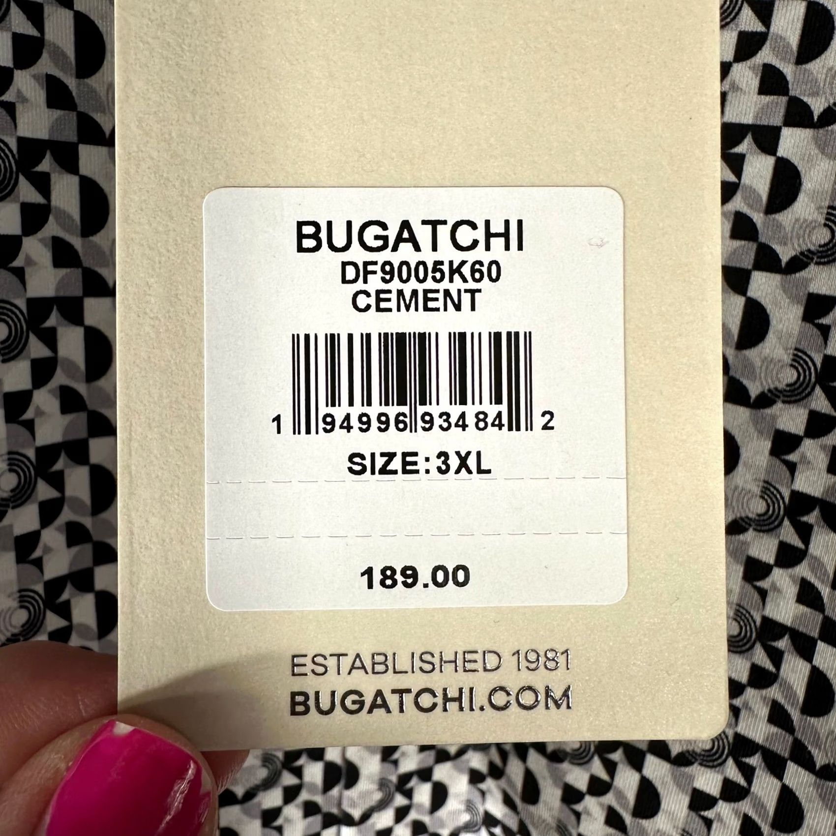 BUGATCHI BUGATCHI OoohCotton Tech Shirt Geometric Print Mens 3XL Cement Big & Tall Button-Up Collared Short Sleeve? Size US XXL / EU 58 / 5 - 5 Thumbnail
