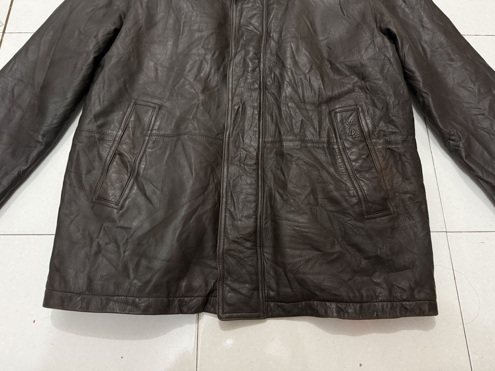 Yves Saint Laurent VTG YSL Leather Jacket Size US L / EU 52-54 / 3 - 3 Thumbnail