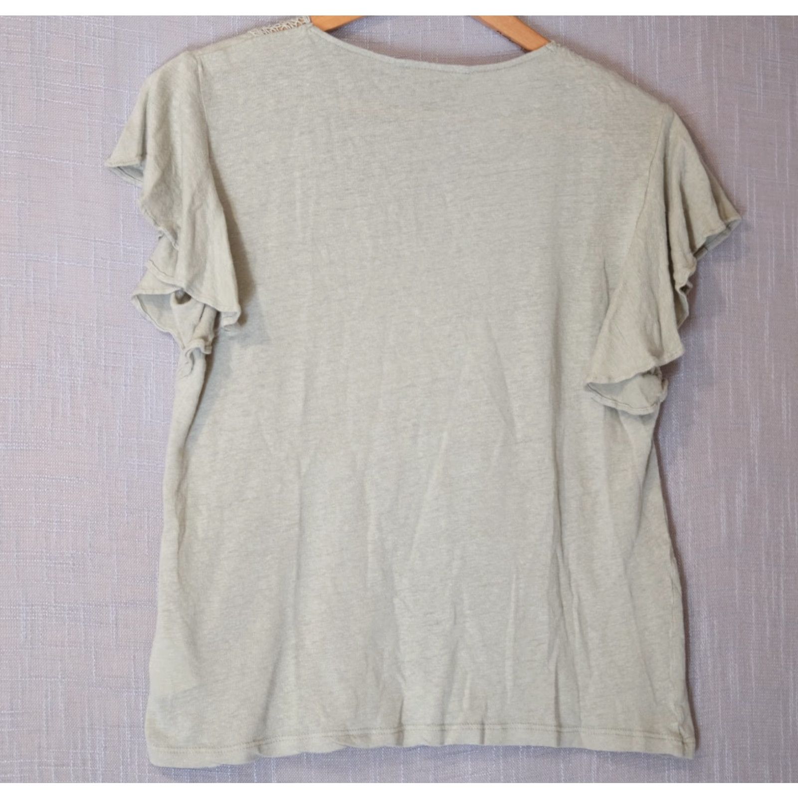 Ralph Lauren Lauren Ralph Lauren Crochet Lace V-Neck Top Womens M Green Linen/Viscose Shirt Knit Casual Slim Short Sleeve T-Shirt 90s Style Womens M Size M / US 6-8 / IT 42-44 - 5 Thumbnail