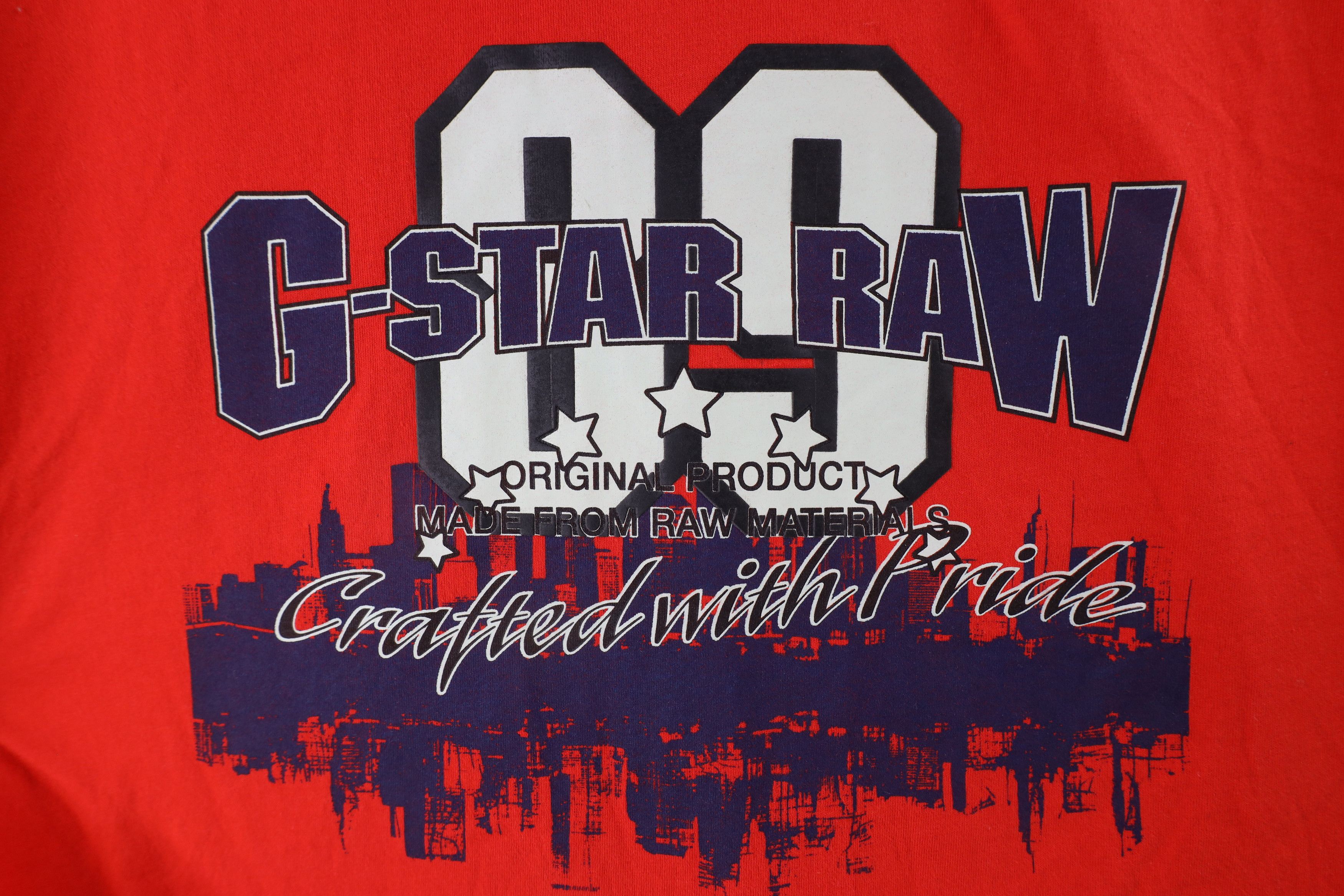 G-Star × Vintage G Star Raw Denim Spell Out Short Sleeve T-Shirt Red Cotton Size US L / EU 52-54 / 3 - 4 Thumbnail