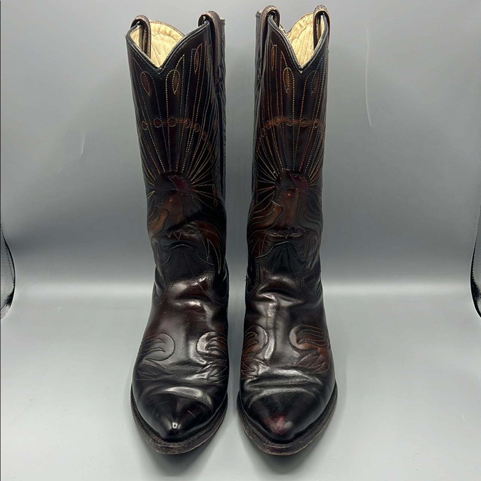 Designer Texas Imperial rainbow peacock cowboy boot Size US 9 / EU 42 - 3 Thumbnail